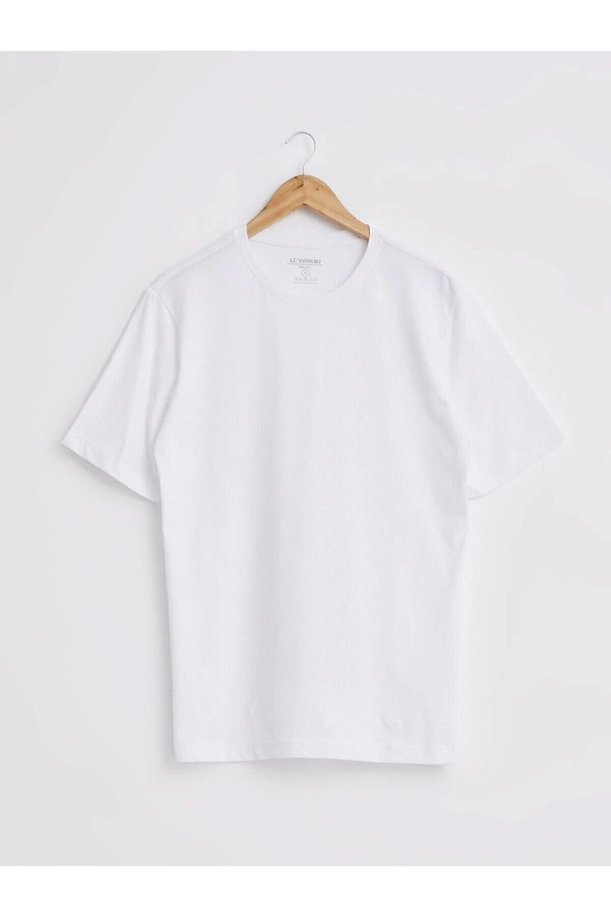 LC Waikiki LC WAIKI Your Fashion Style'dan Erkek Beyaz Tişört Bisiklet Yaka Basic Kısa Kollu Pamuklu Basic