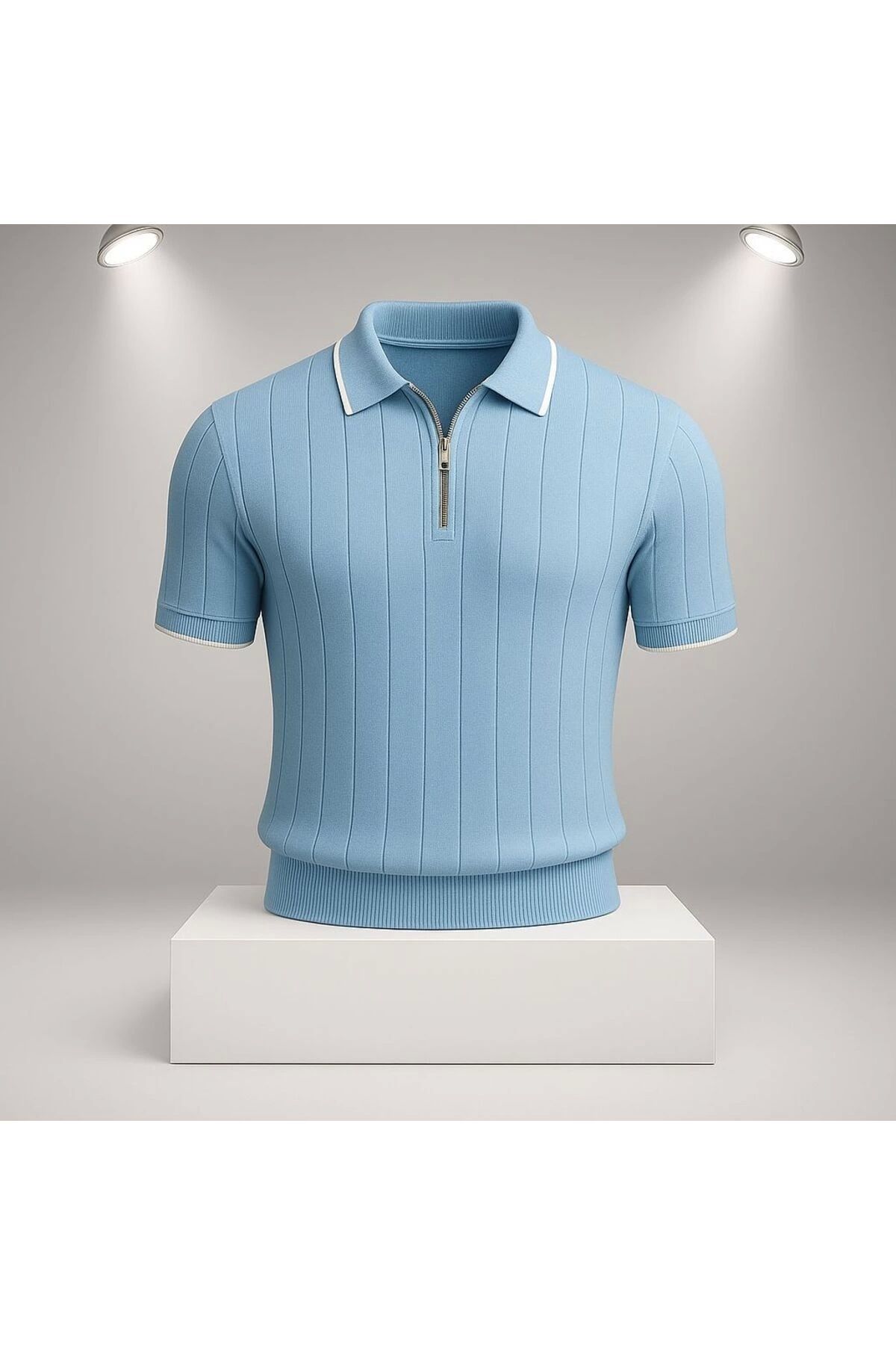 LC Waikiki LCWAIKIKI Slim Fit Erkek Fermuarlı Polo Yaka Triko Tişört / T-shirt Yeni Sezon Fenomen Ürün