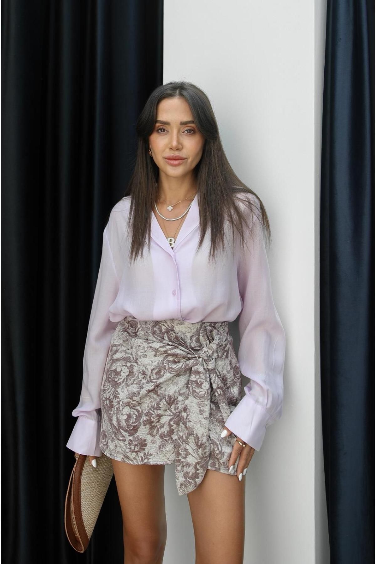 Havoş Lila Serene Hafif Transparan Gömlek