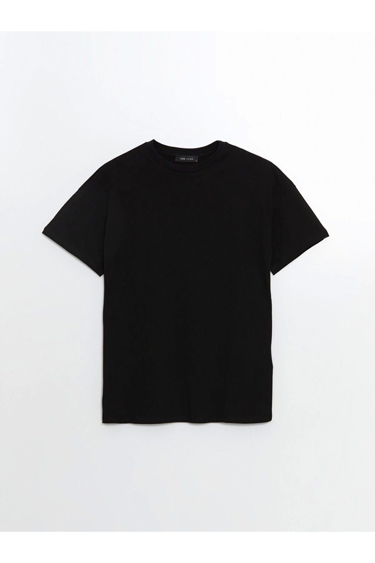LC Waikiki LCWAIKIKI Yeni Sezon Bisiklet Yaka Oversize Kadin Tisort - S5M708Z8