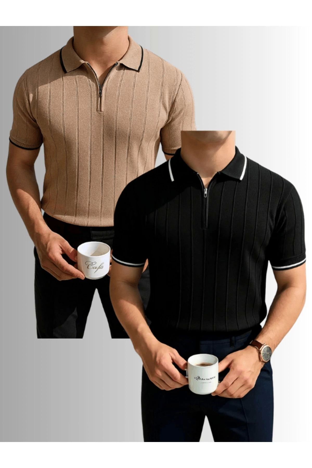 LC Waikiki LCWAIKIKI 2'Li Avantaj Paket Polo Yaka Fermuarlı Kısa Kollu Erkek Yazlık Triko TŞört
