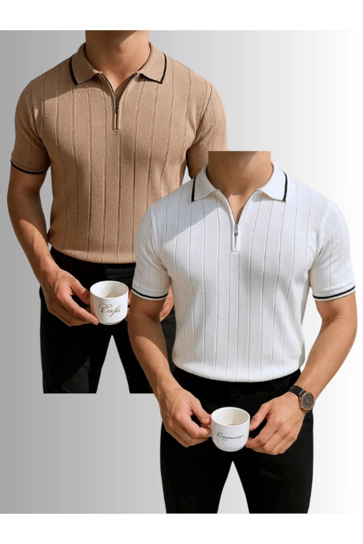 LC Waikiki LCWAIKIKI 2'Li Avantaj Paket Polo Yaka Fermuarlı Kısa Kollu Erkek Yazlık Triko TŞört