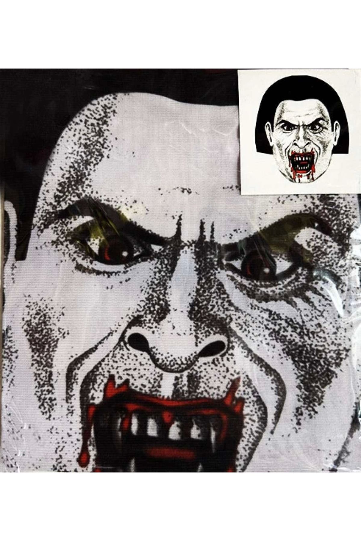 Nemere Yüze Yapışan Kafaya Tam Geçmeli Streç Kanlı Vampir Maske Bez Maske Model 2-2