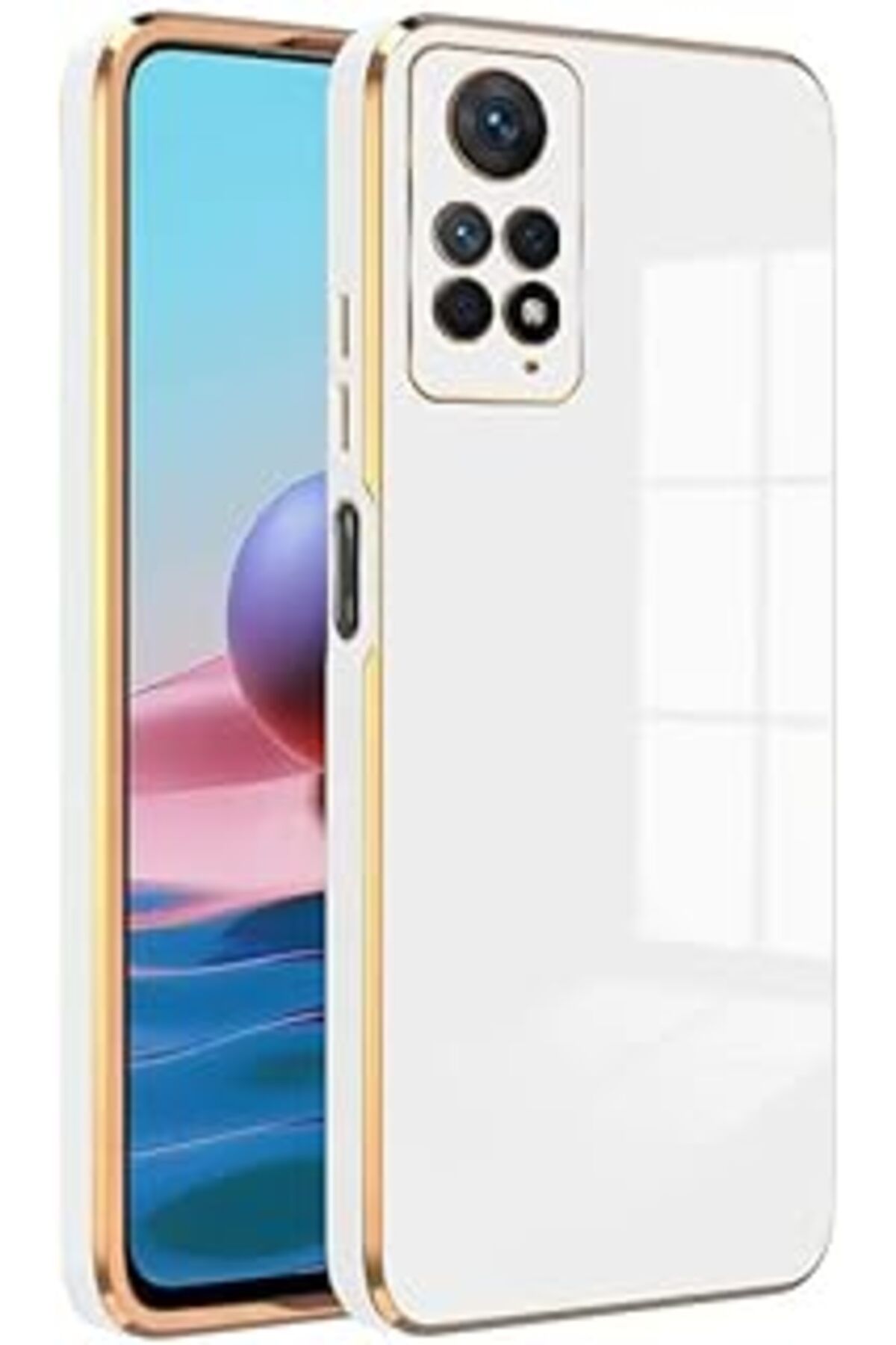 Pazarcan Zebana Xiaomi Redmi Note 11 Ile Uyumlu Kılıf Zebana Golden Silikon Kılıf Beyaz