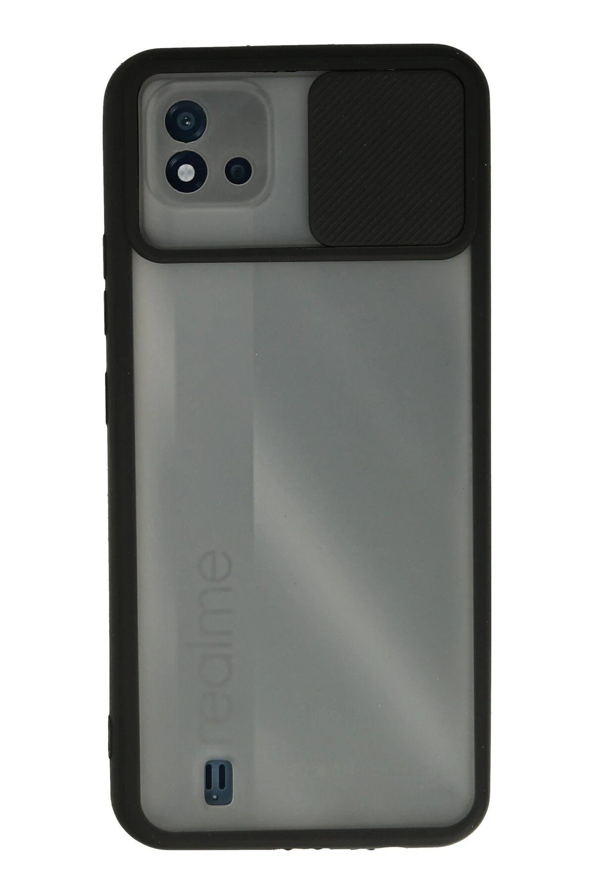 CepteToptan Newface Realme C11 2021 Kılıf Palm Buzlu Kamera Sürgülü Silikon - Siyah