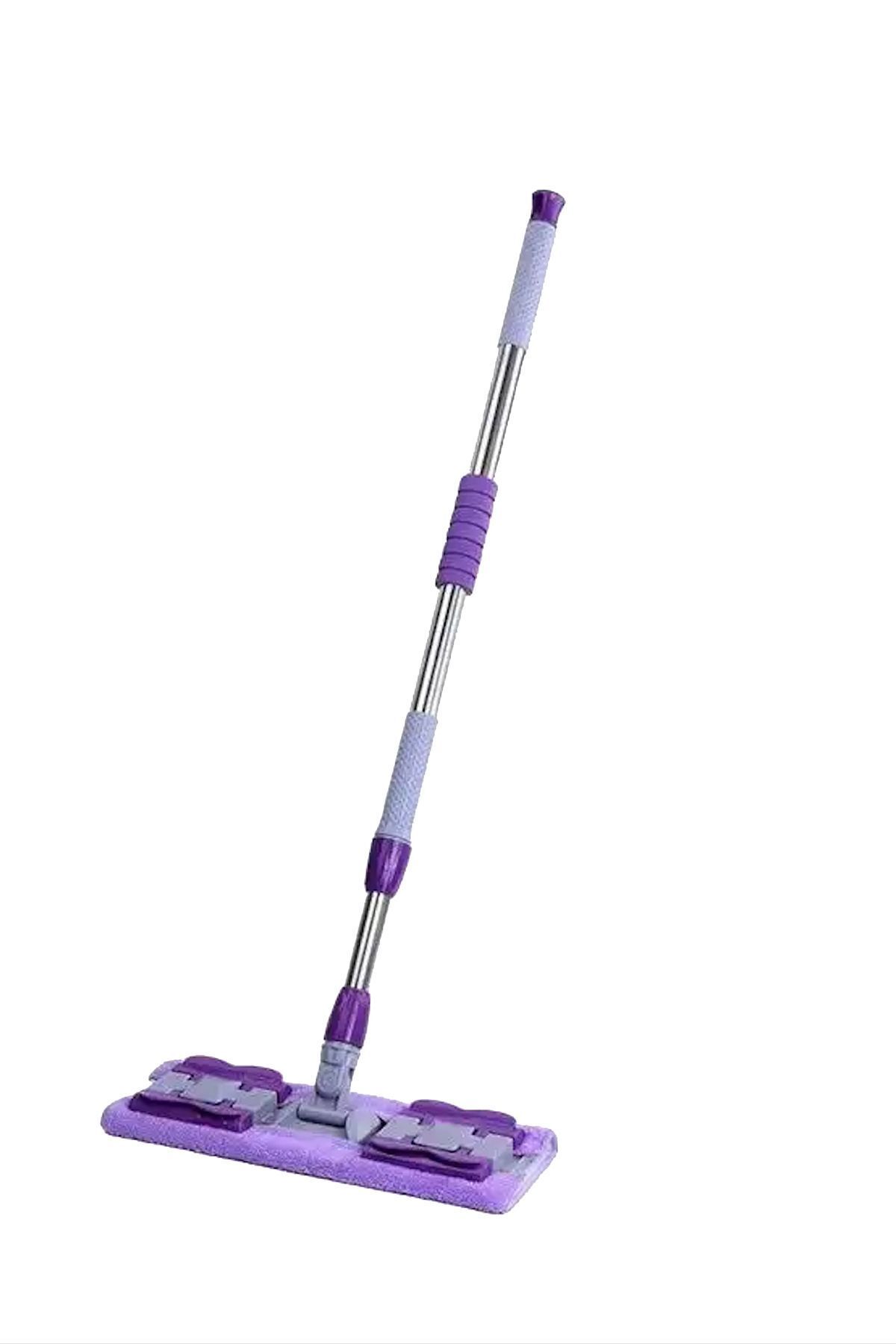 teknotrust Mor Mikrofiber Mandallı Sihirli Mop Seti, Yedek Bez Hediyeli