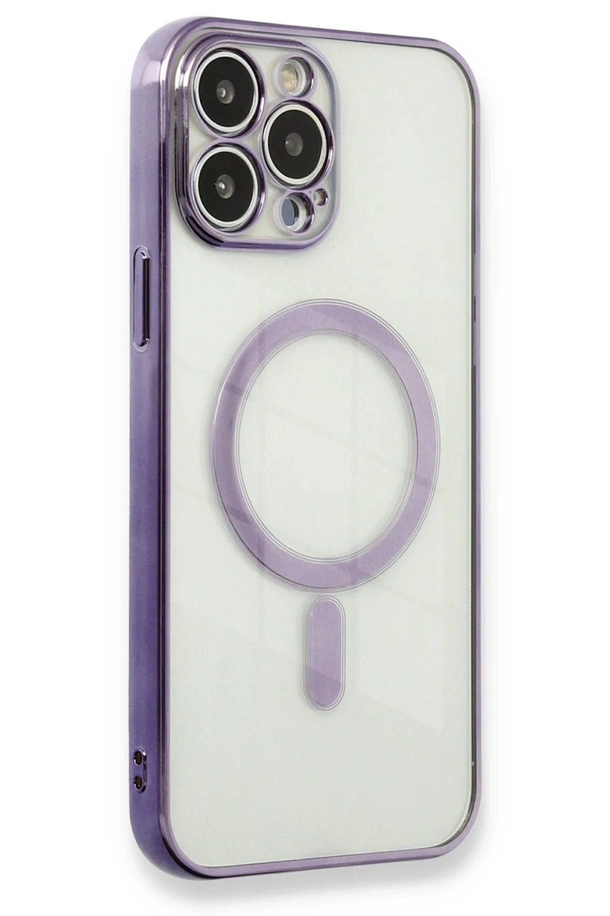 CepteToptan Newface iPhone 13 Pro Kılıf Magneticsafe Lazer Silikon - Mor