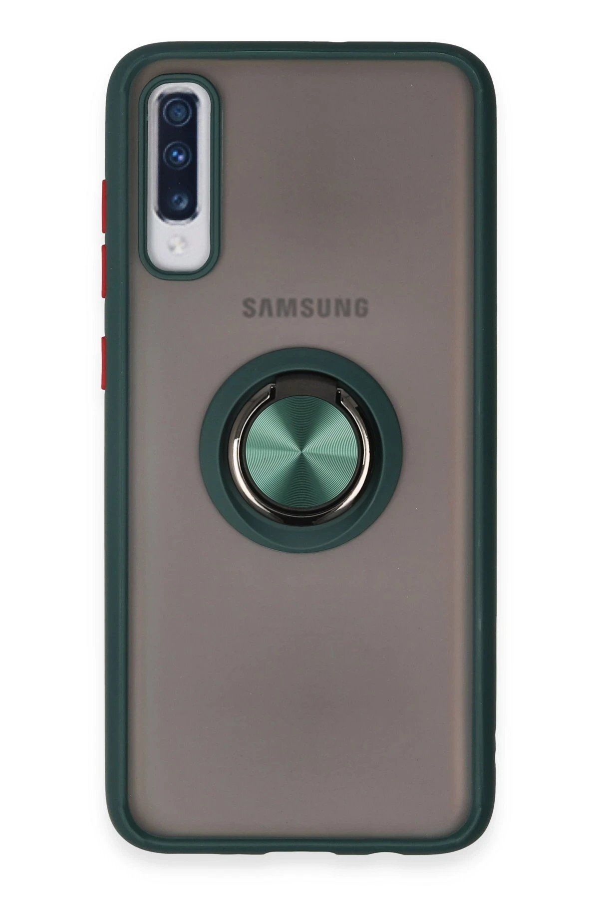 CepteToptan Newface Samsung Galaxy A70 Kılıf Montreal Yüzüklü Silikon Kapak - Yeşil