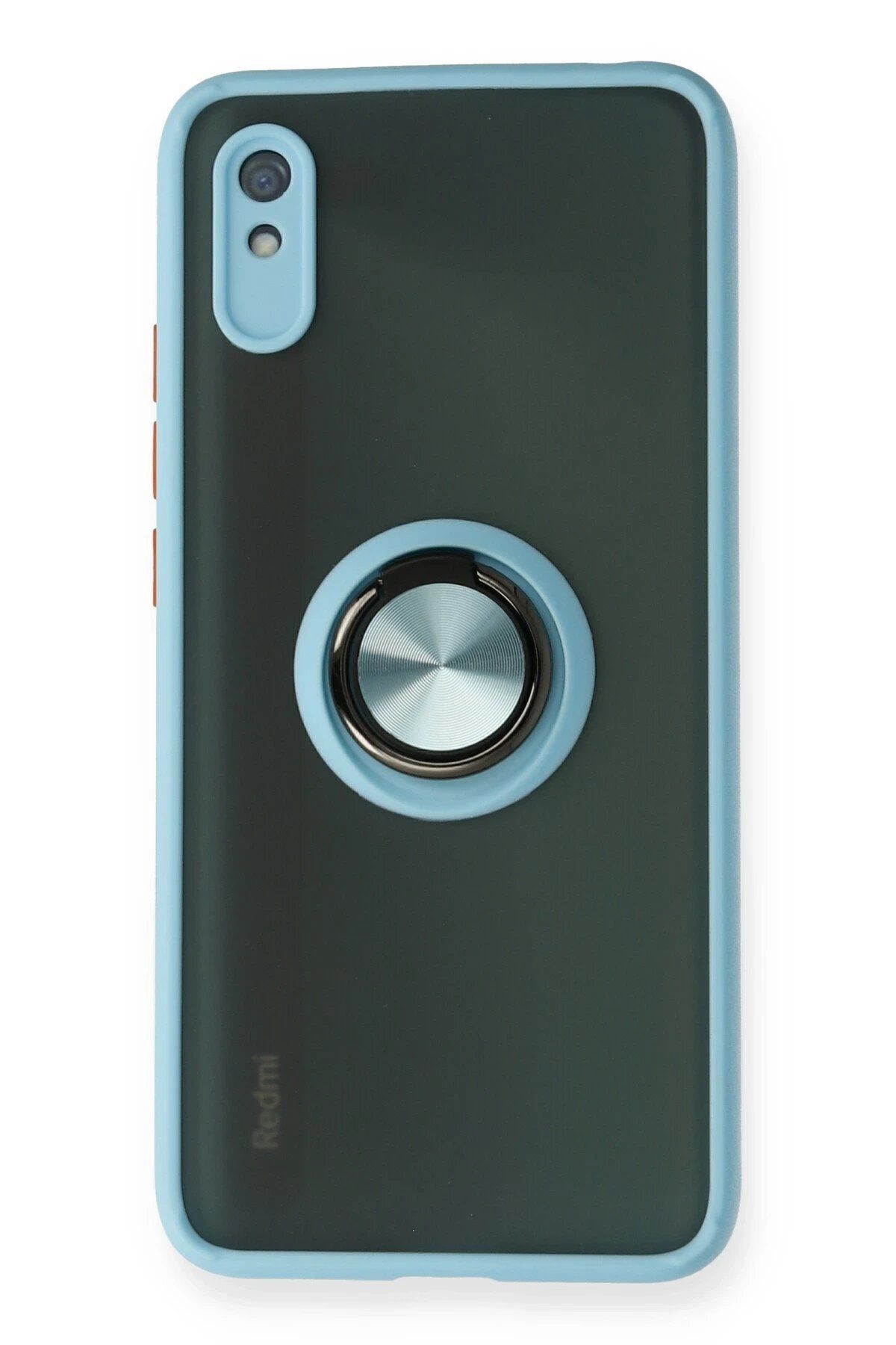 CepteToptan Newface Xiaomi Redmi 9A Kılıf Montreal Yüzüklü Silikon Kapak - Buz Mavi