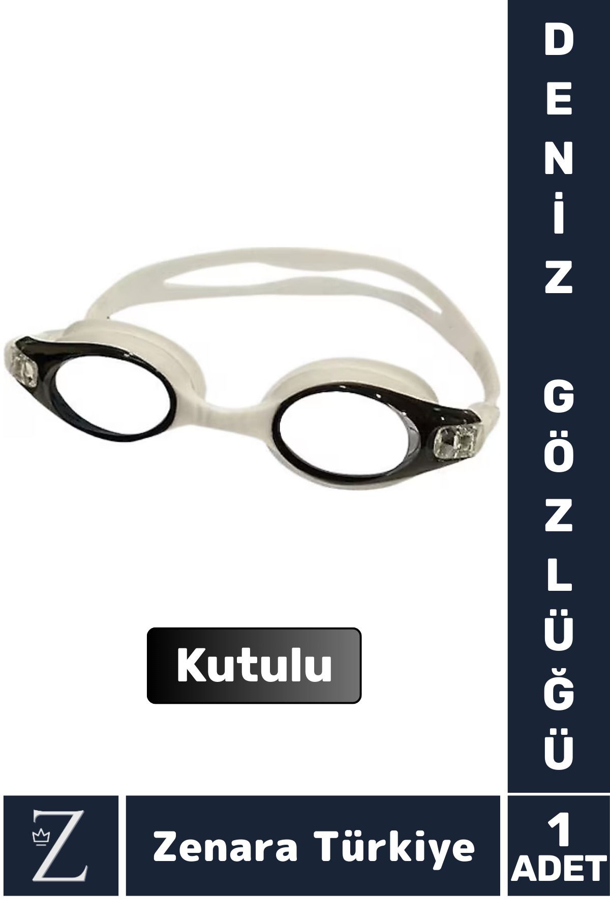 teknotrust Ayarlanabilir Kayışlı Su Geçirmez UV Koruma Silikon Deniz Gözlüğü, Kutulu, Anti-Fog, Beyaz
