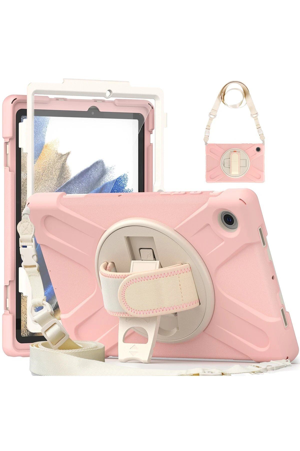 CepteToptan Newface Samsung Galaxy X200 Tab A8 10.5 Kılıf Amazing Tablet Kapak - Pembe