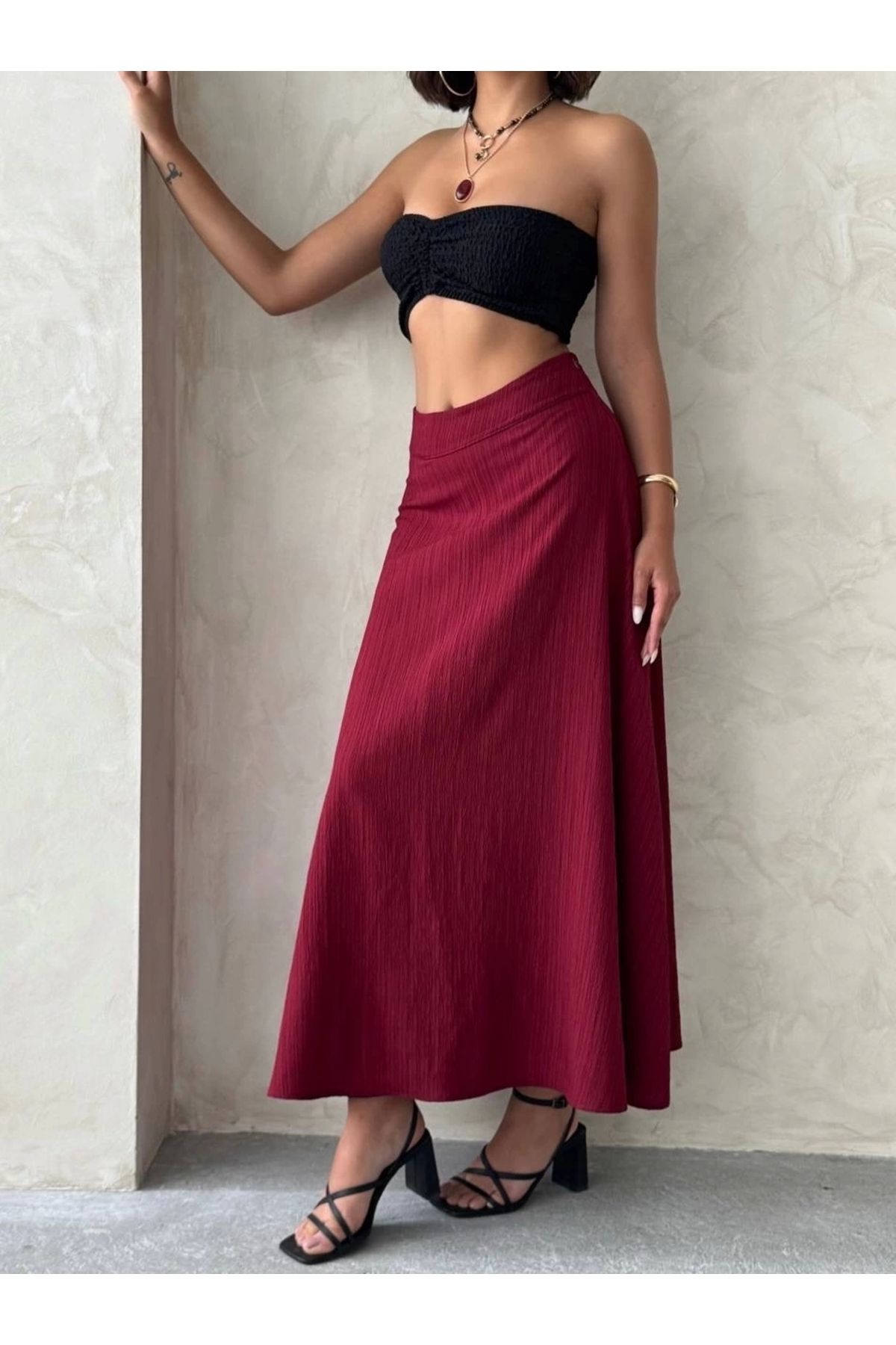ufukmoda Uzun astarlı etek s255043