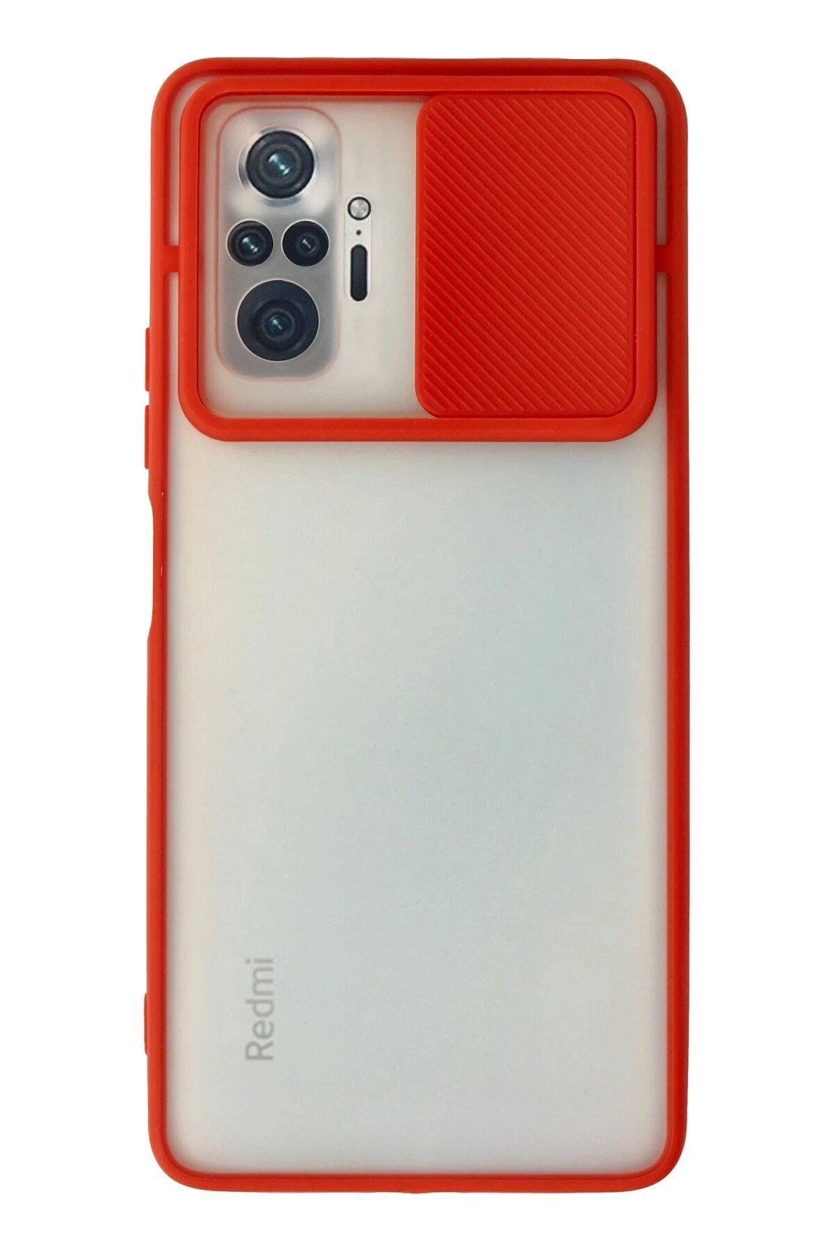 CepteToptan Newface Xiaomi Redmi Note 10 Pro Kılıf Palm Buzlu Kamera Sürgülü Silikon - Kırmızı