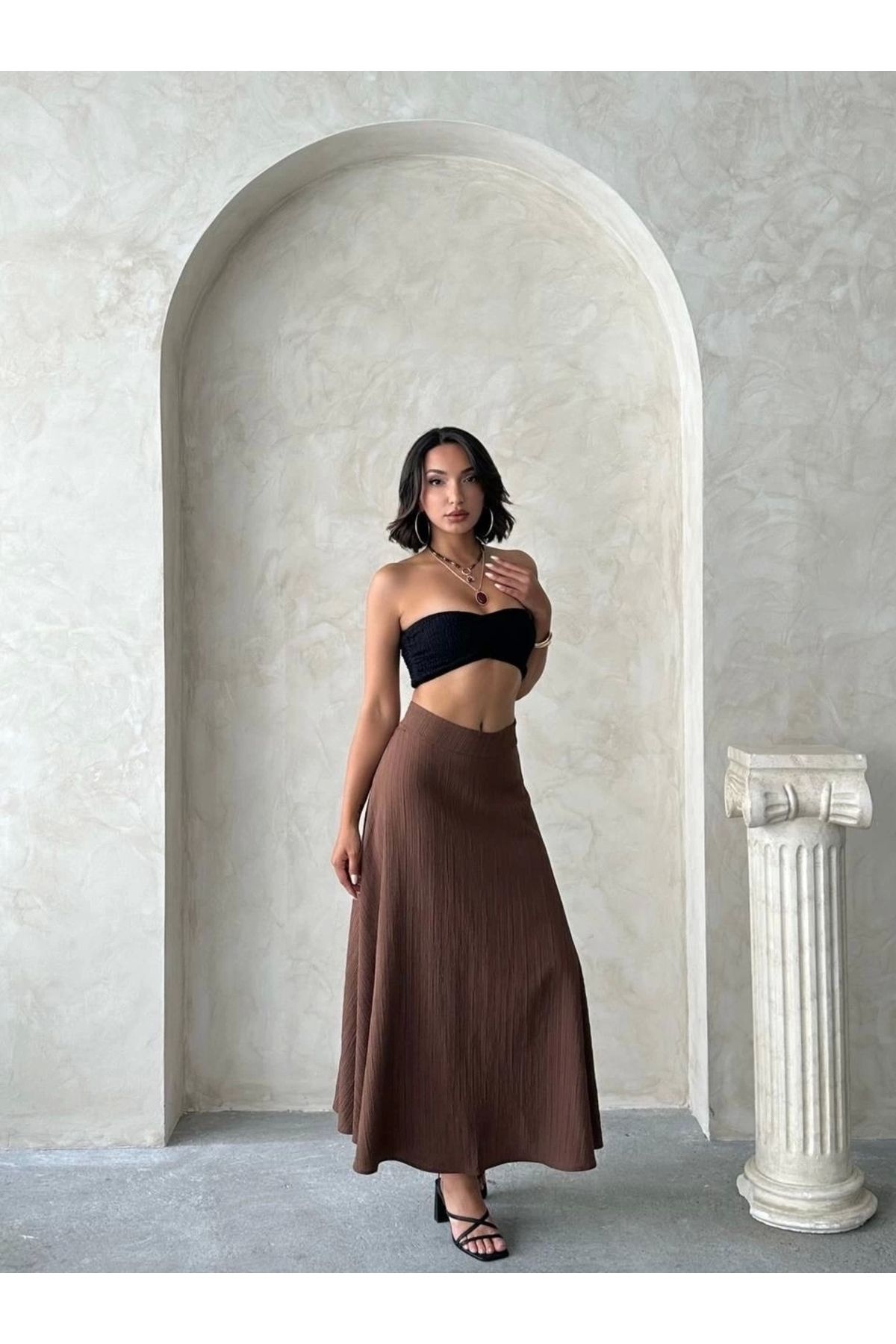 ufukmoda Uzun astarlı etek s255043