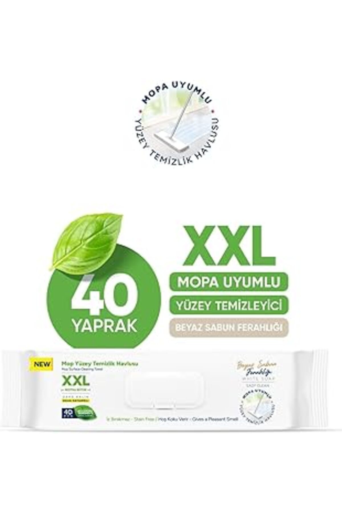 Pazarcan Papilion Easy Clean Xxl Beyaz Sabun Katkılı Naturel Formül Mopa Uyumlu Yer Temizlik Havlusu 40 Geni