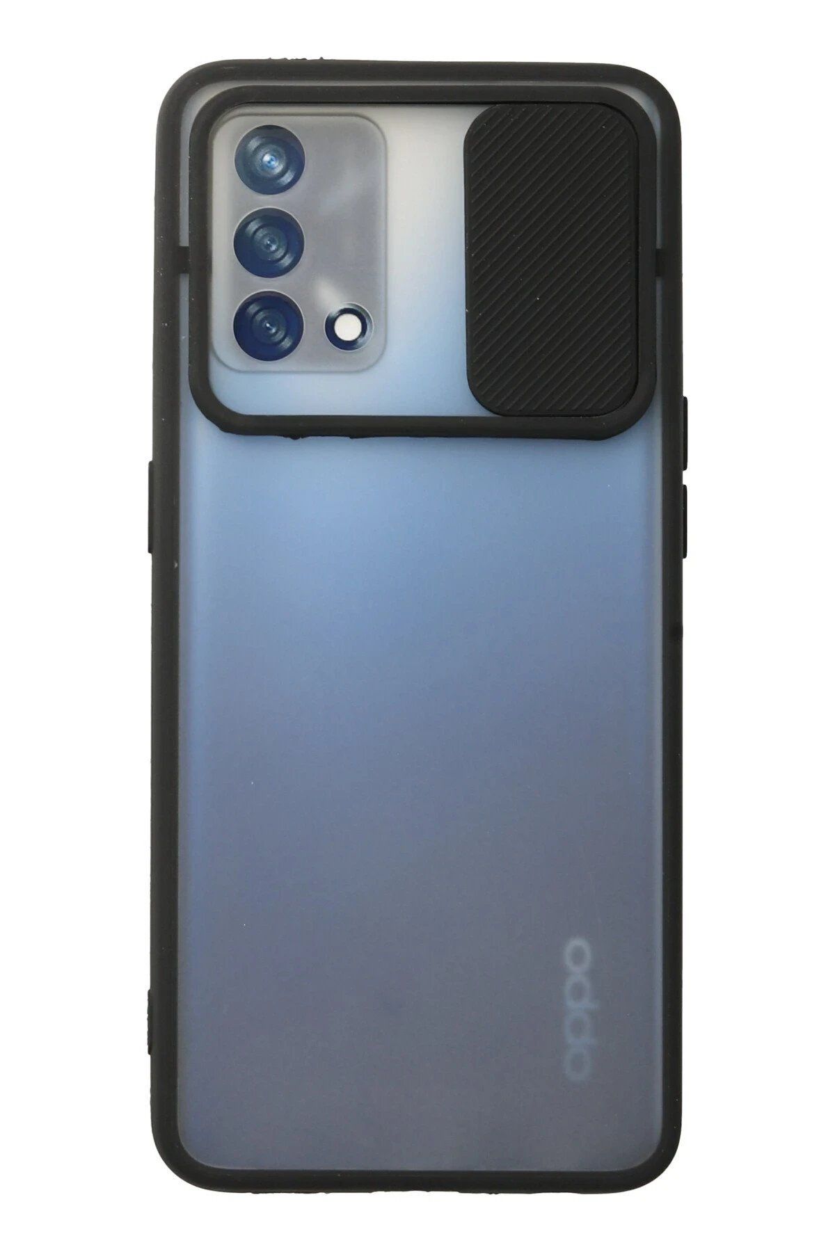 CepteToptan Newface Oppo A74 4G Kılıf Palm Buzlu Kamera Sürgülü Silikon - Siyah