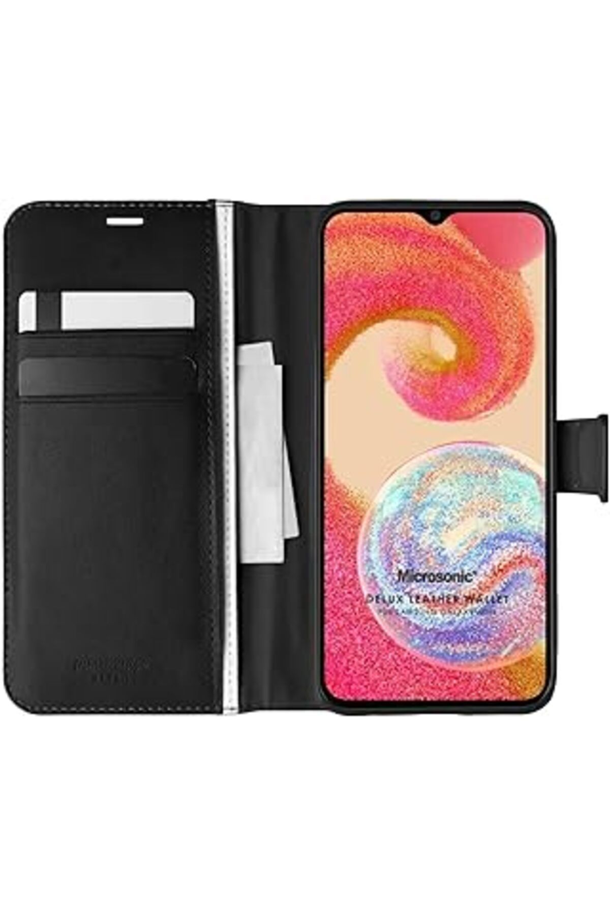 Pazarcan Microsonic Samsung Galaxy A04E Için Kılıf Delux Leather Wallet Siyah [Galaxy A04E Ile Uyumlu Kılıf
