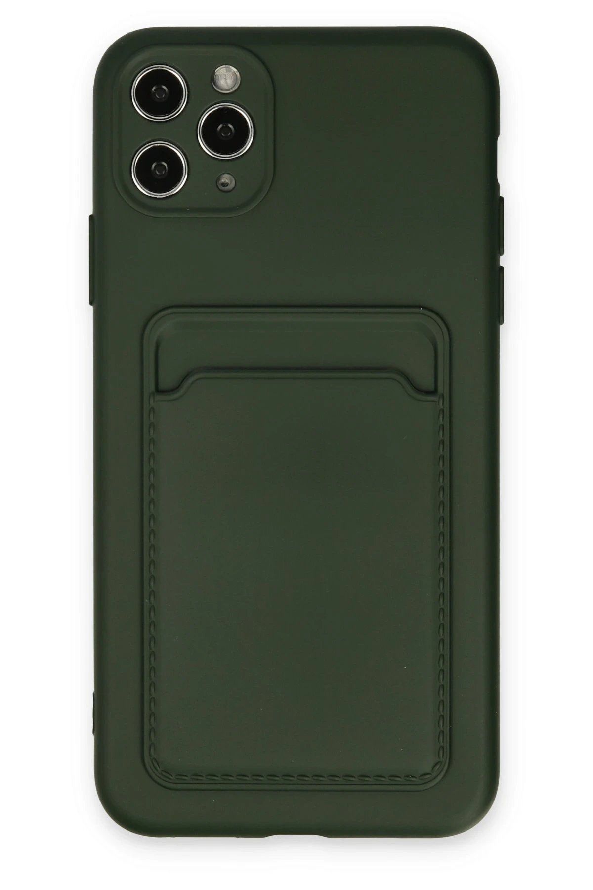 CepteToptan Newface iPhone 11 Pro Max Kılıf Kelvin Kartvizitli Silikon - Koyu Yeşil