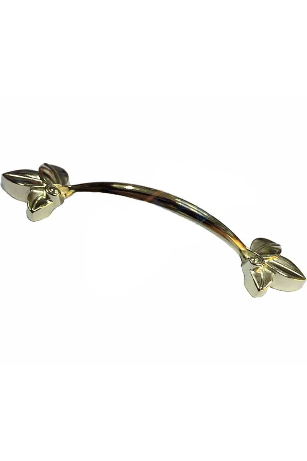 Nemere Dekoratif Zamak Yaprak Kulp - 96mm, Sarı, 1 Adet