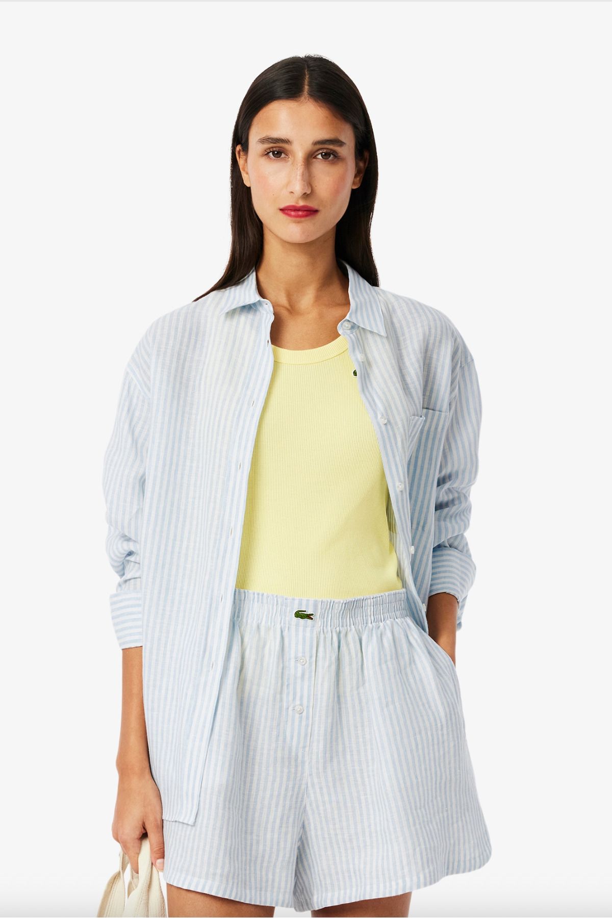 Lacoste Oversized Striped Linen Shirt