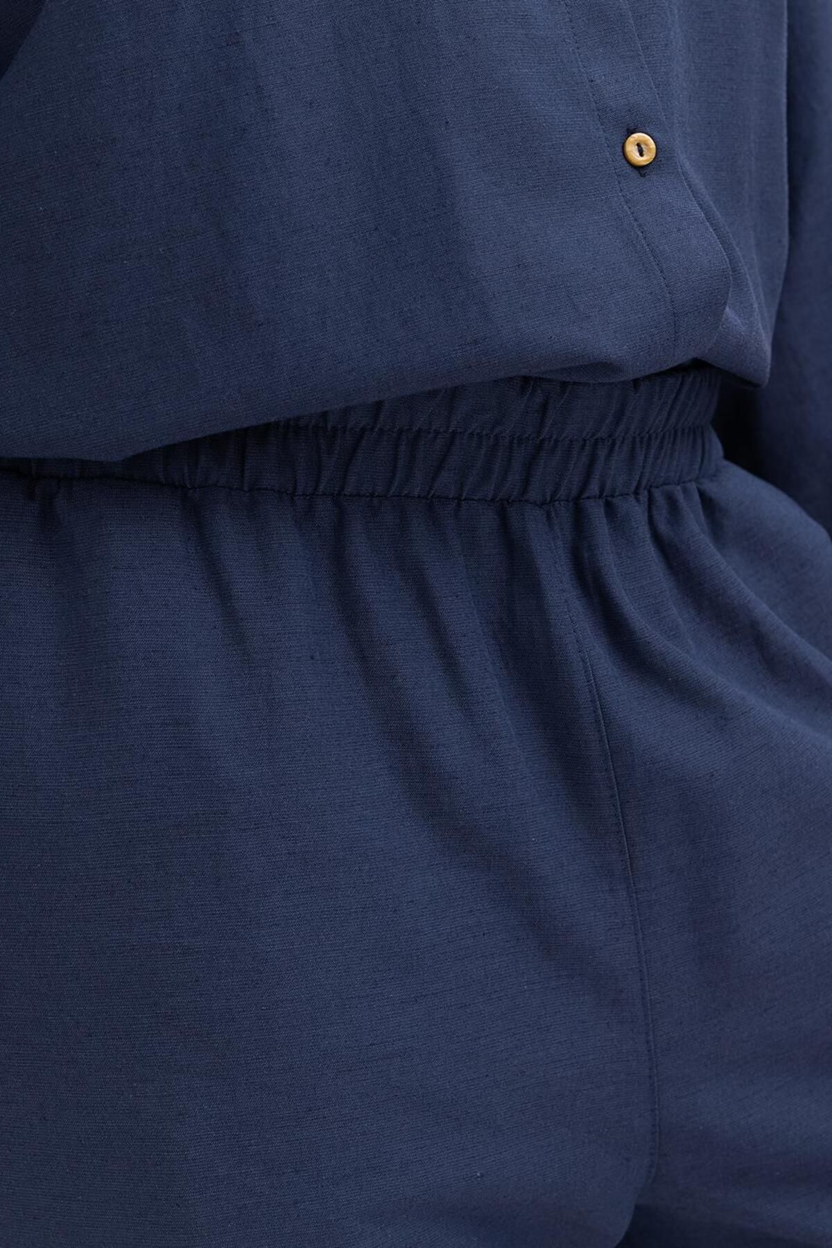 ALLDAY-Indigo-Plus Size Wide Leg Linen Trousers with Elastic Waist 5