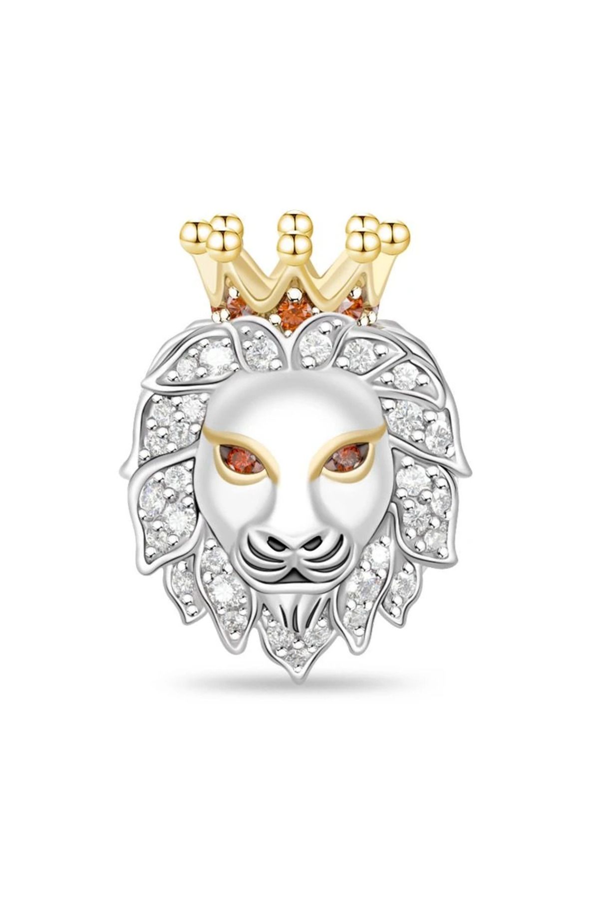Gnoce Aslan Kral 2 Renkli Charm, 925 Ayar Gümüş