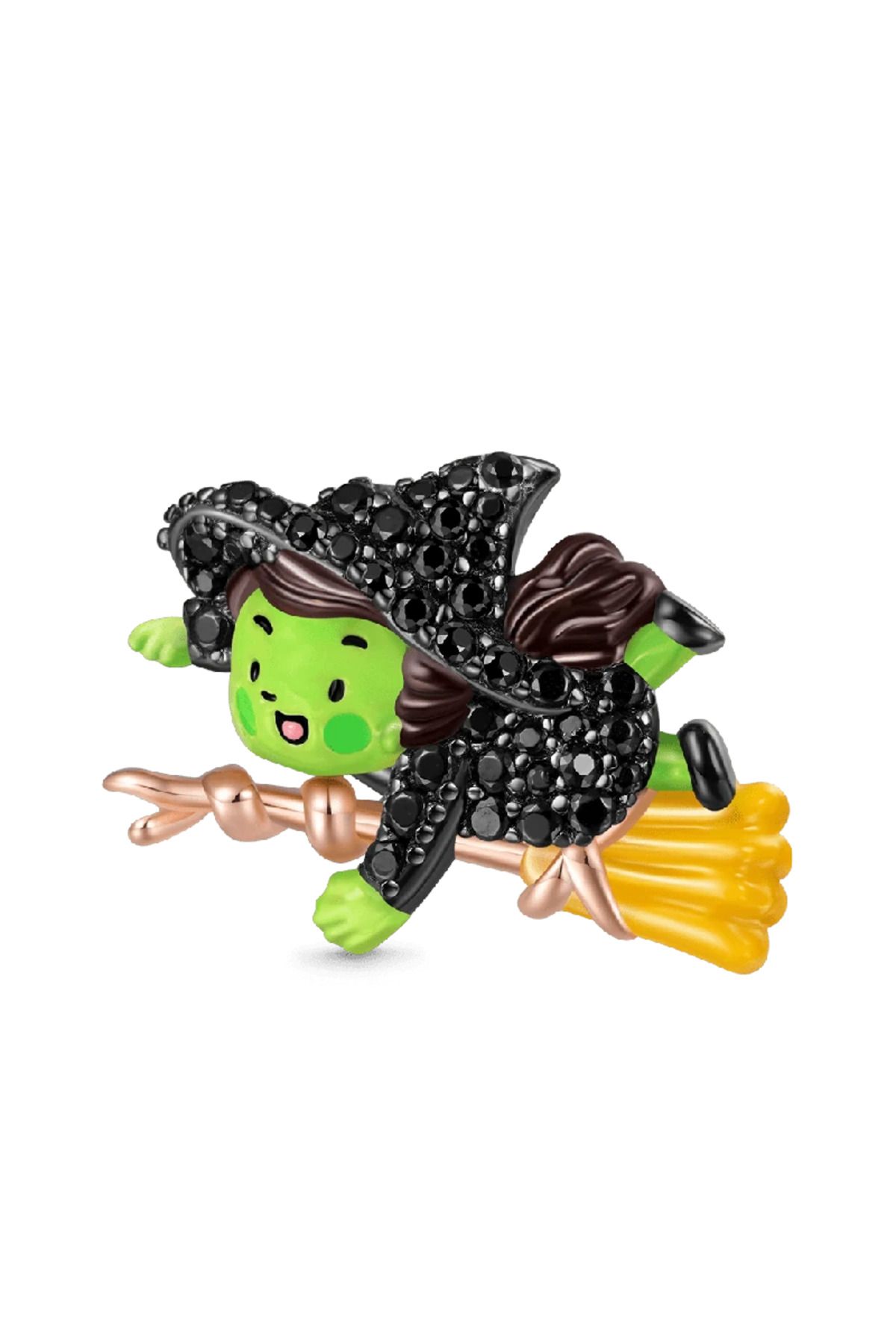Gnoce Wicked Elphaba ve Elmaslı Uçan Süpürge Charm, 925 Ayar Gümüş
