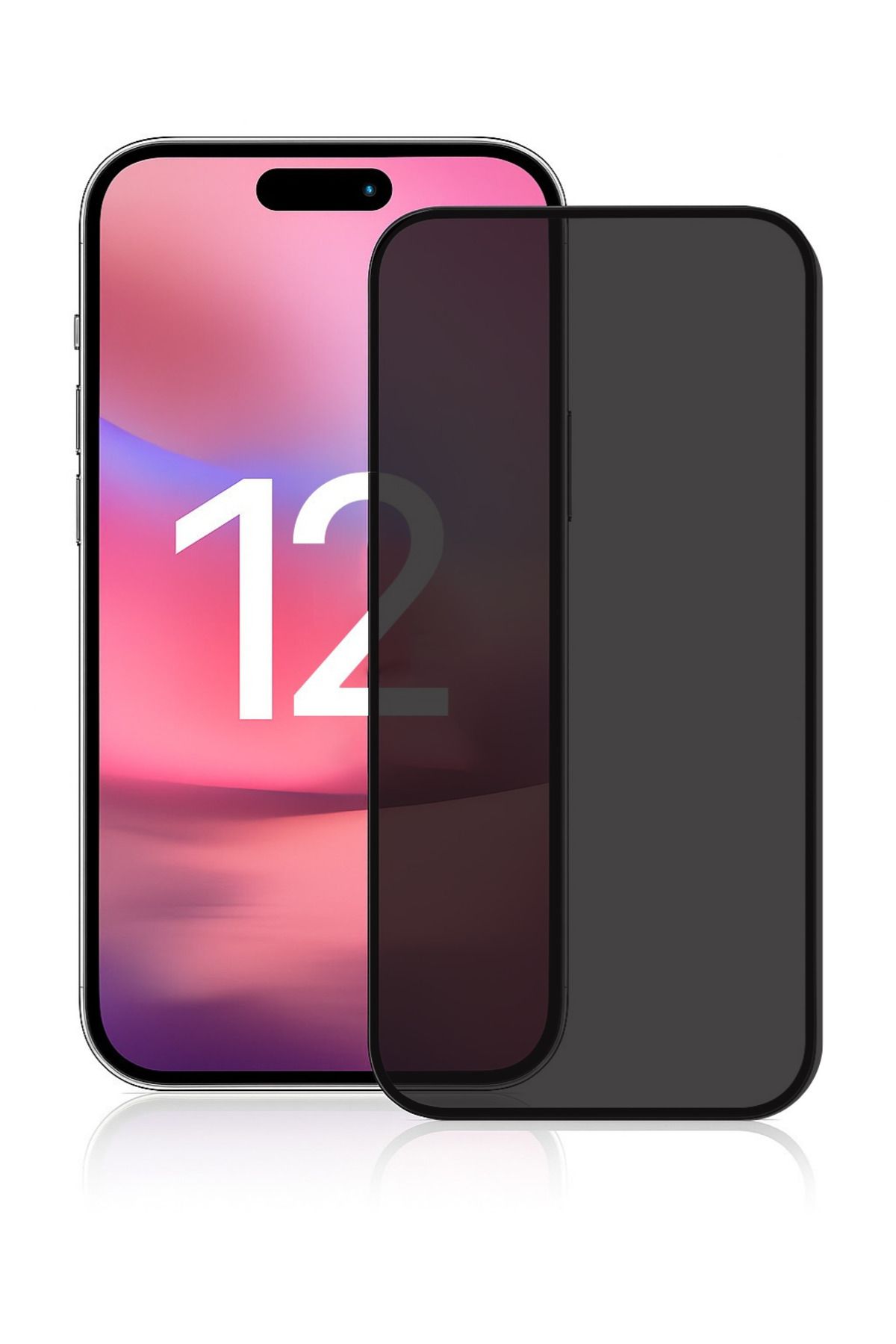 yubu Apple iPhone 12 -12Pro Temperli Cam Privacy Hayalet Tam Kaplama, Kırılmaz Ekran Koruyucu