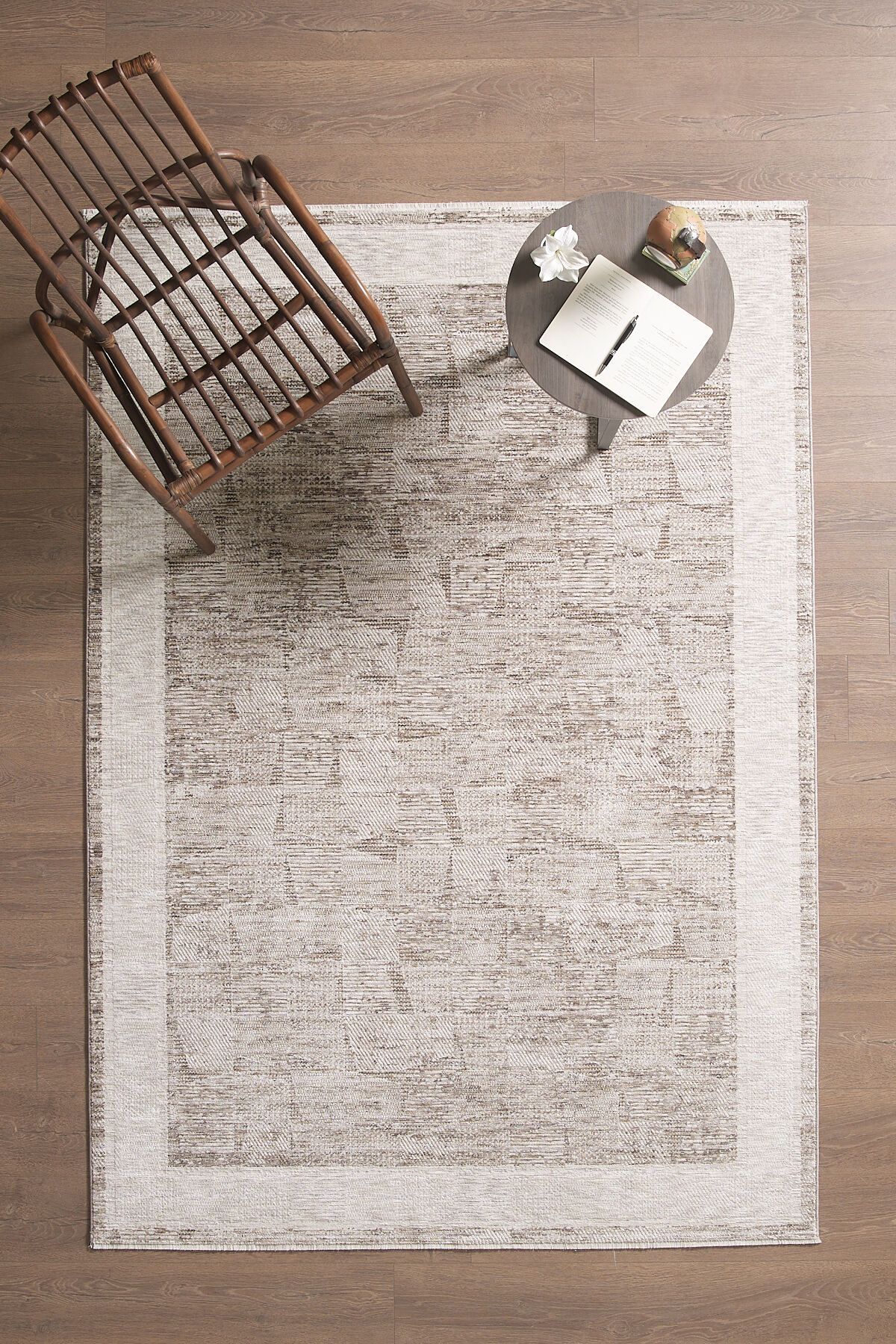 venucci home & living Olivia Premium Bambu Polyester Oturma Odası Salon Yatak odası Halısı Eskitme Vintage Halı