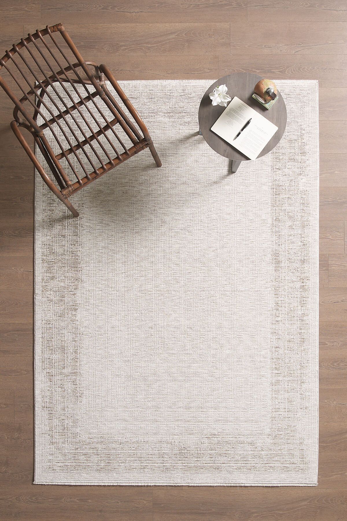 venucci home & living Olivia Premium Bambu Polyester Oturma Odası Salon Yatak odası Halısı Eskitme Vintage Halı