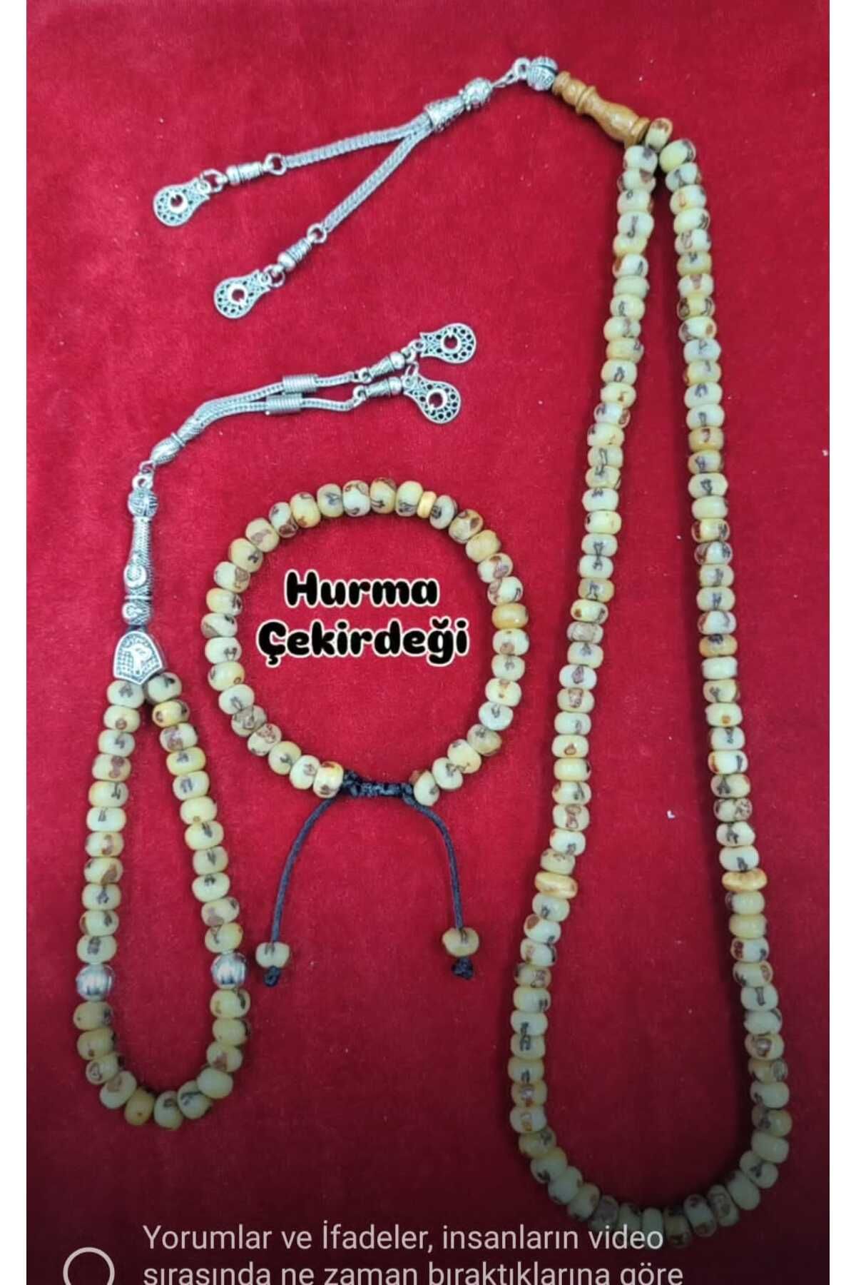 QELA COLLECTION Hurma Çekirdeği 99lu Tesbih -33 lü Tesbih -Bileklik Set