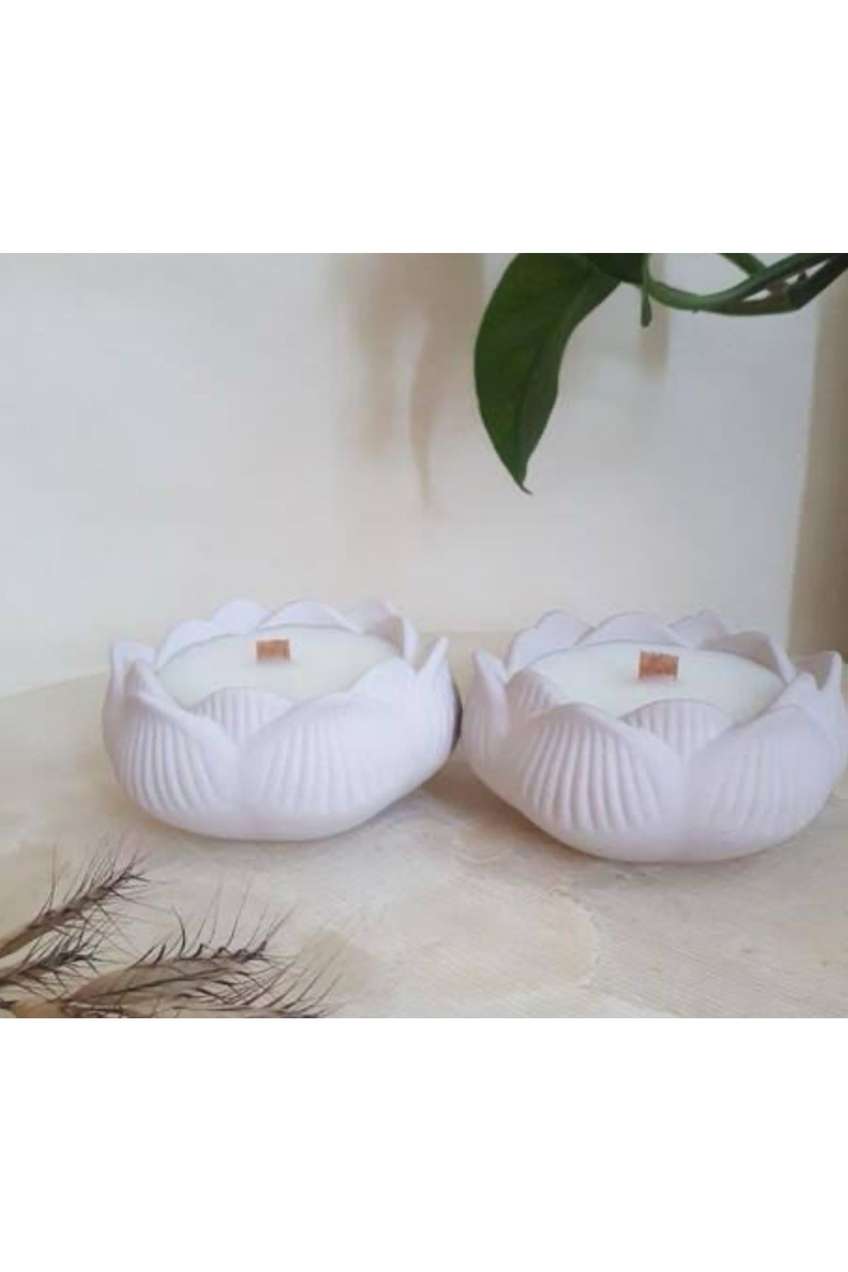 arsem Alçı lotus çiçeği ve mum