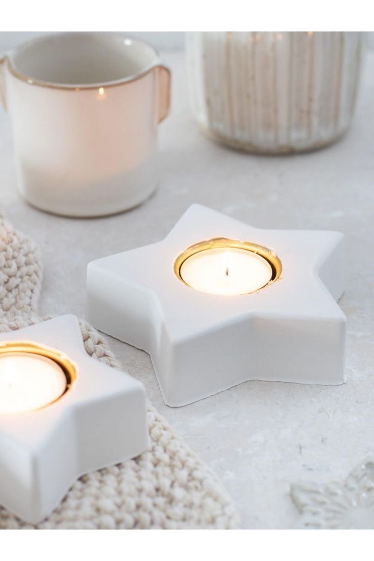 İkizlerin Dünyası 2li Yıldız Tealight Mumluk ( mumlar dahil )