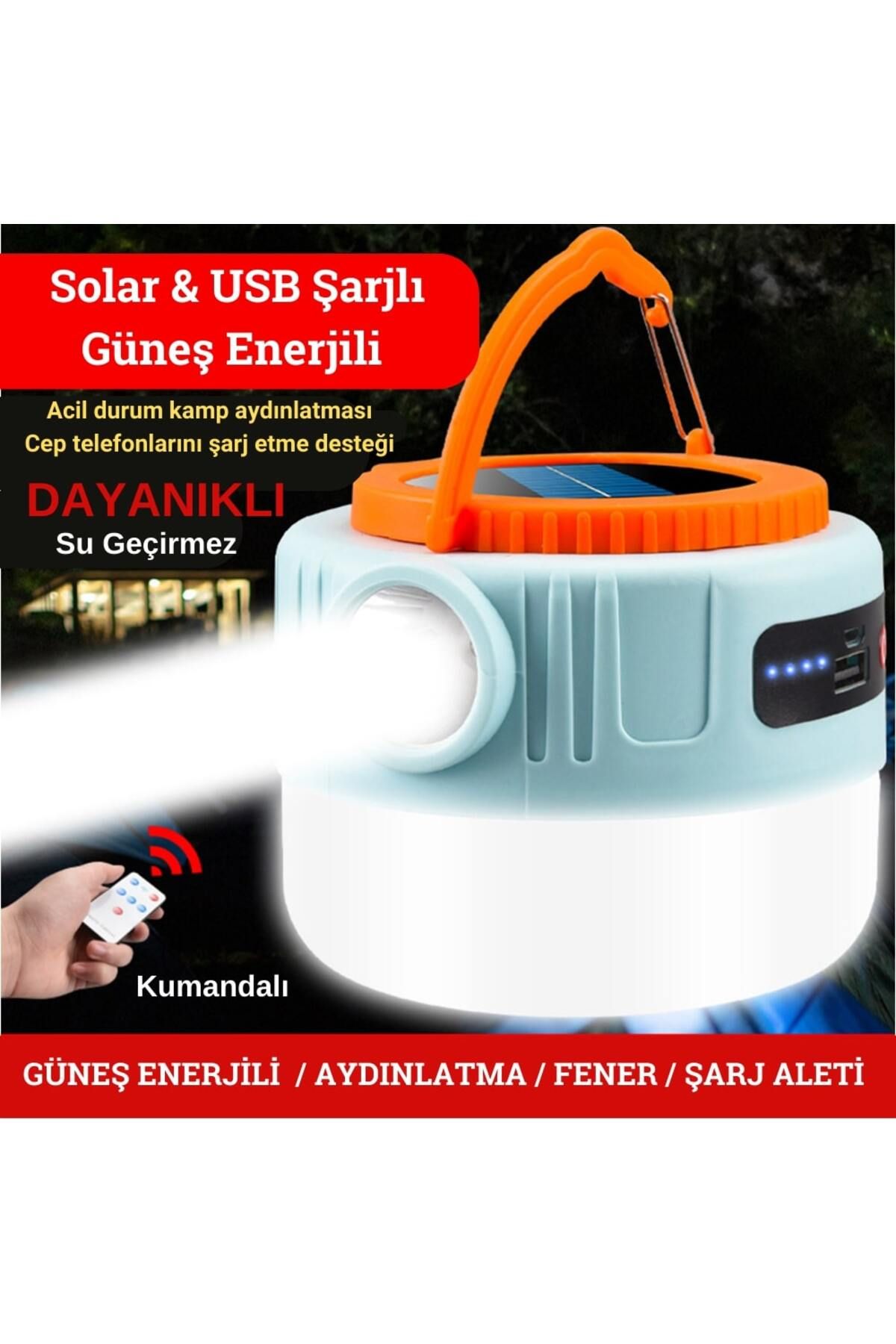 Olinman Güneş Enerjili Kamp Feneri | Powerbank Özellikli | 10 Kademe Işık