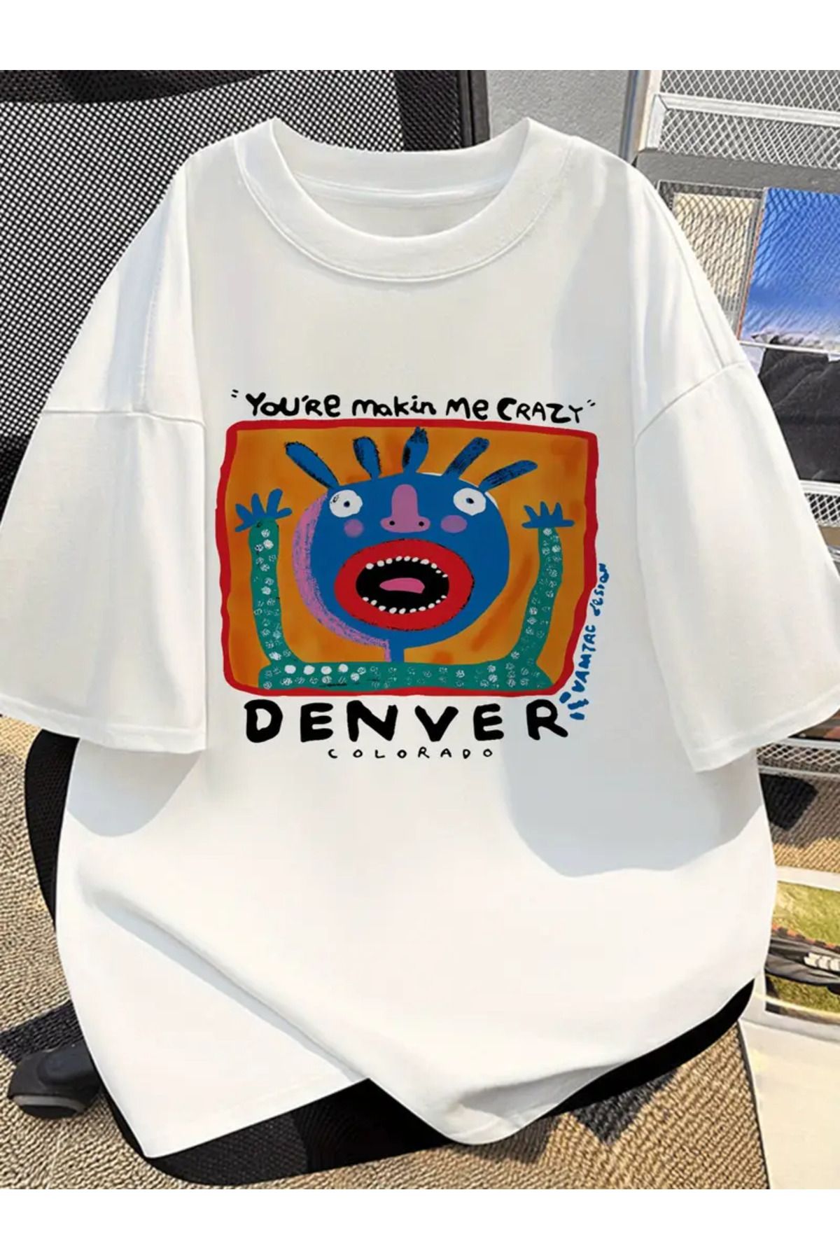 Touz Moda Harajuku Denver Art Unisex Oversize T-shirt