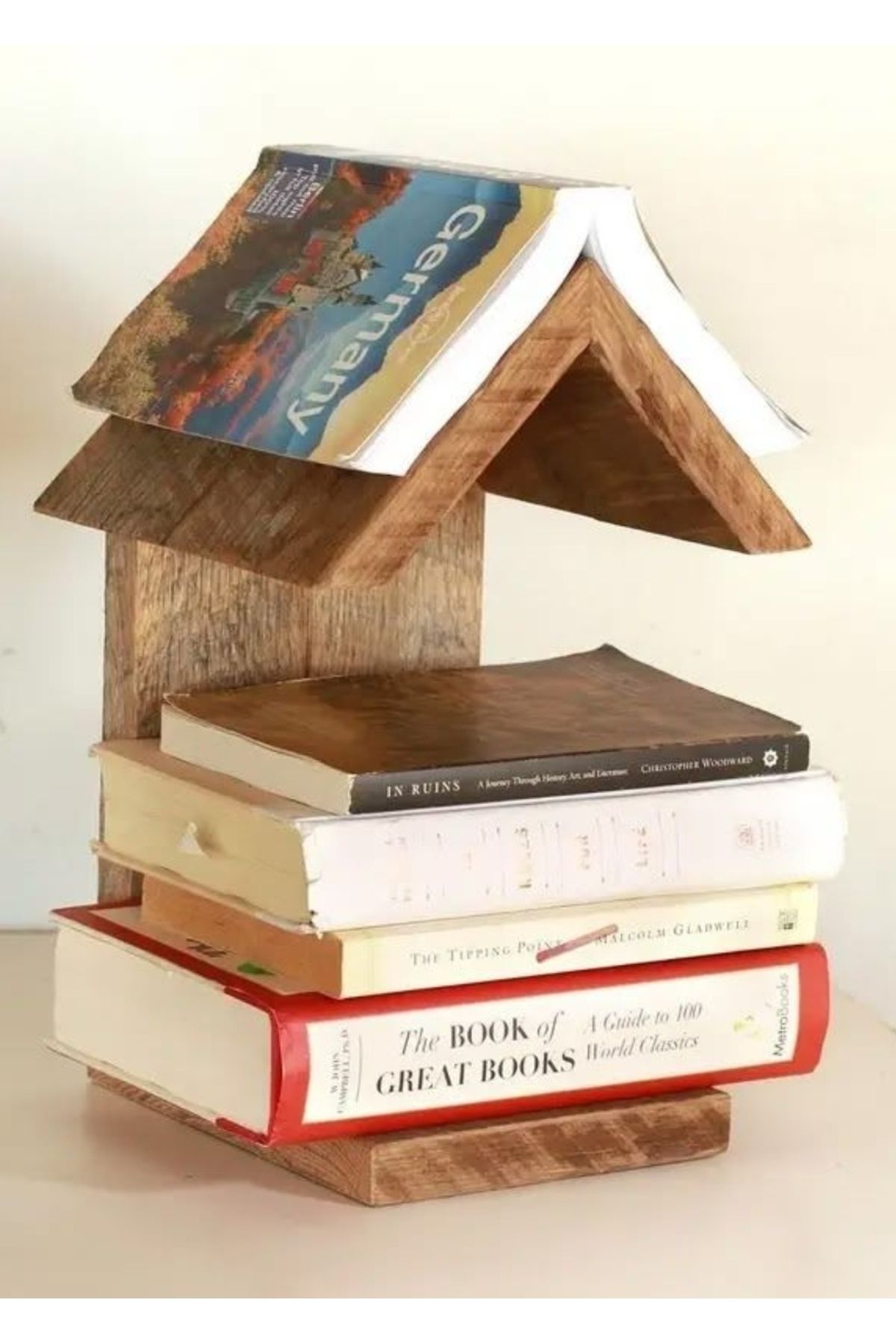 Woodymoda Ahşap Kitap Ayraç Masaüstü veya Duvar Kitaplık