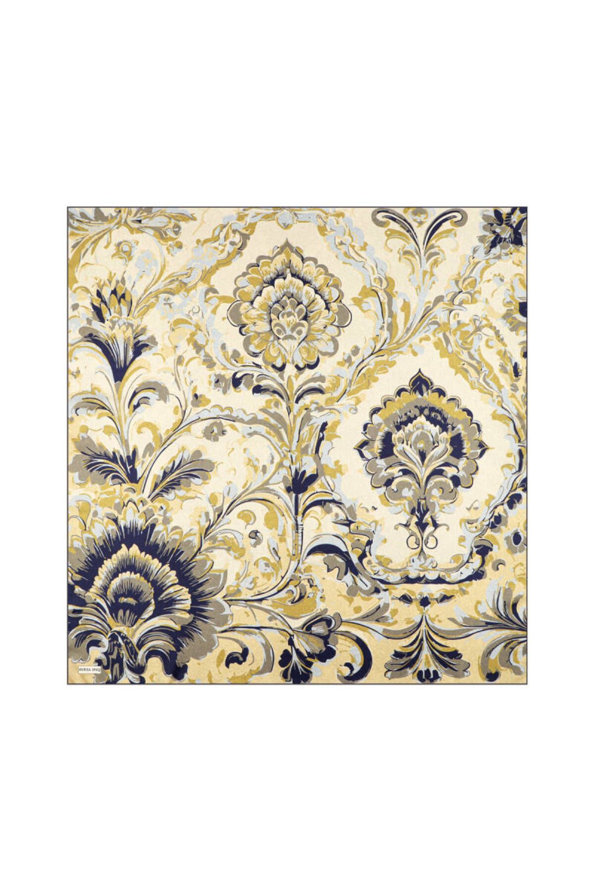 Bursa İpek Asit Yeşil Flower Desen Twill İpek Eşarp