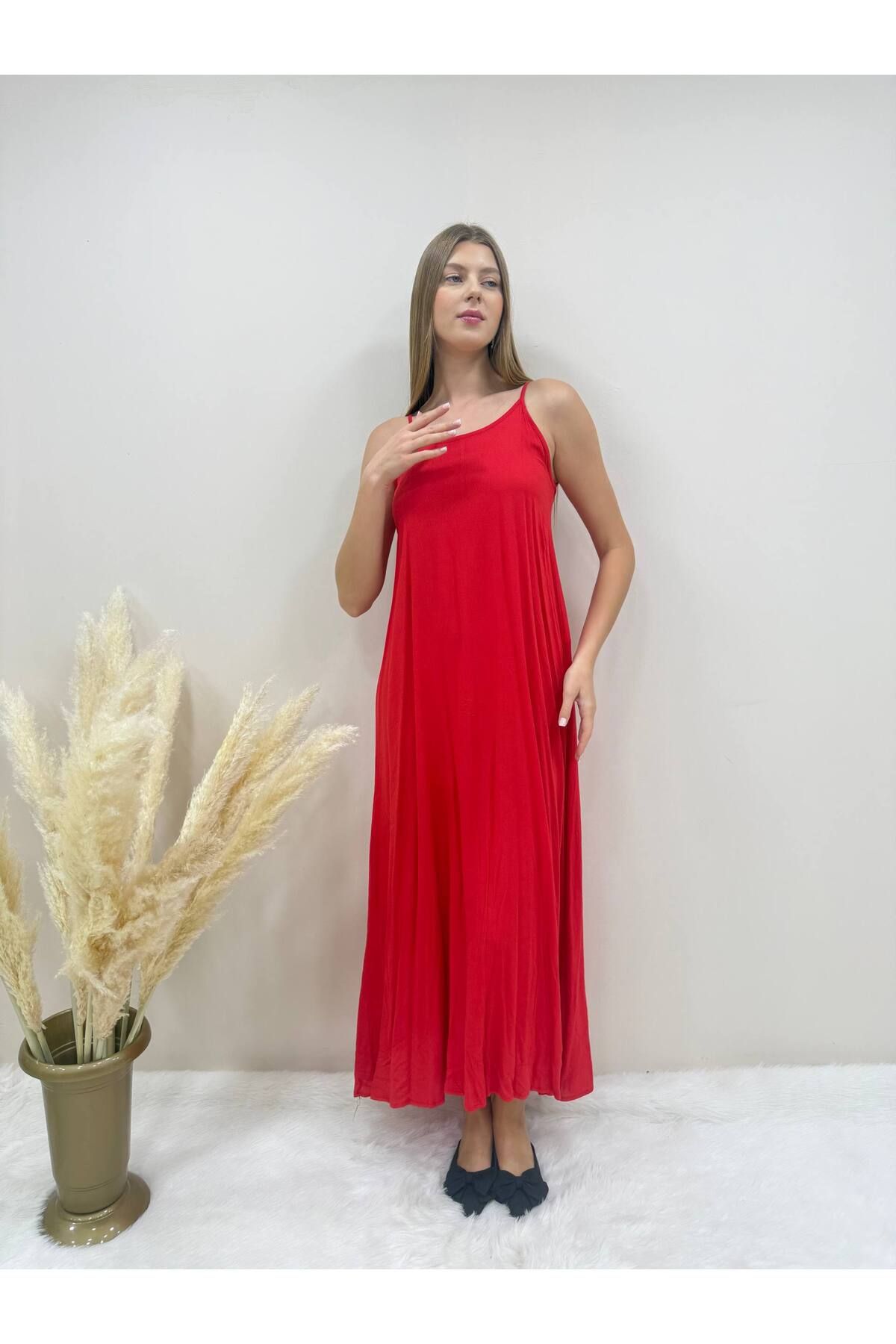 AsprinFashion ASKILI ELBİSE KIRMIZI