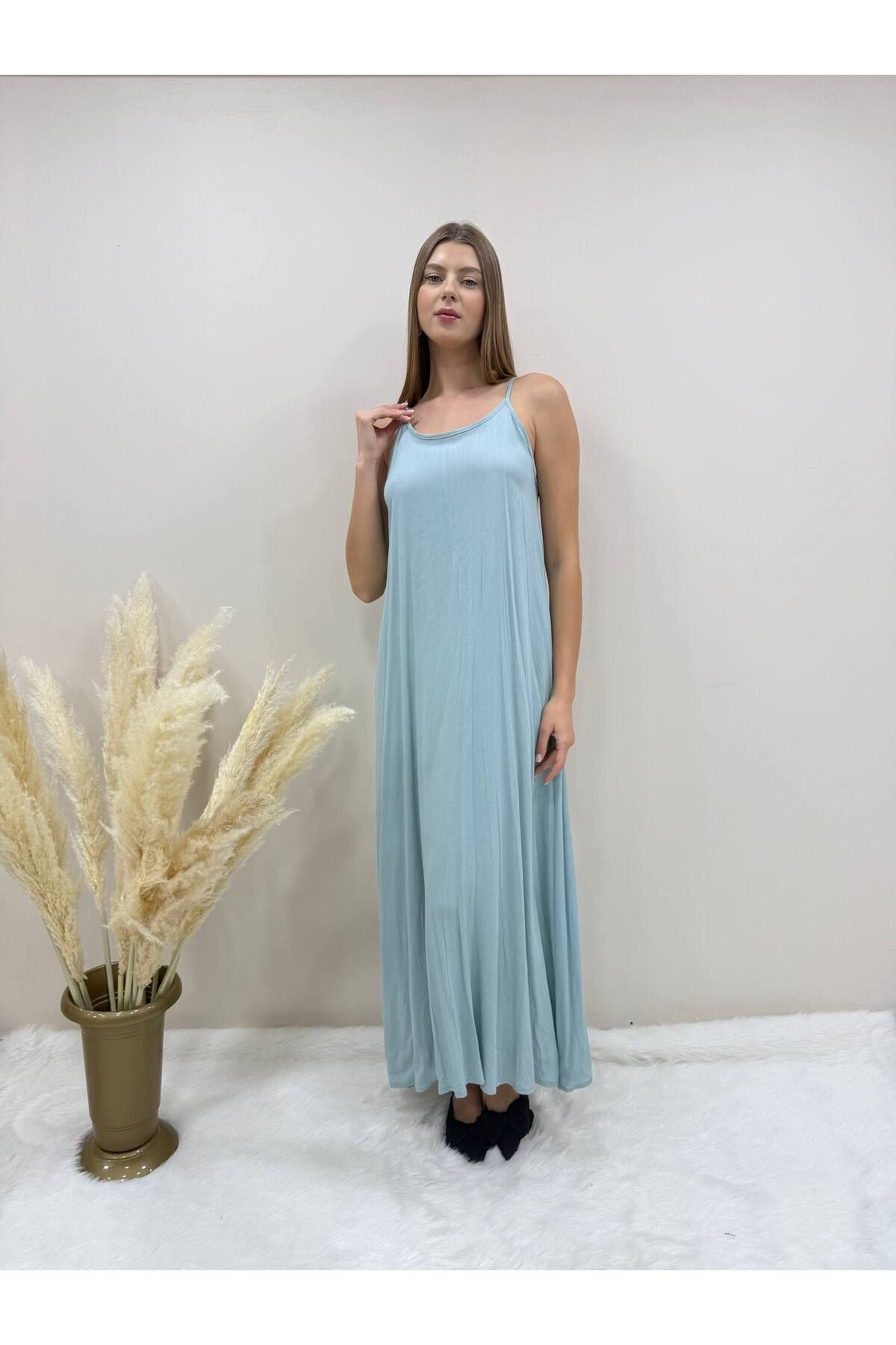 AsprinFashion ASKILI ELBİSE MAVİ