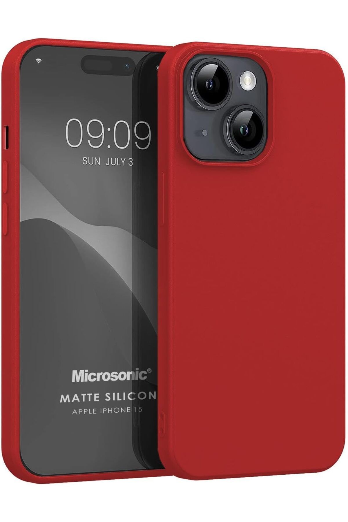 STOREMAX EMN Kılıf Matte Silicone iPhone 15 için Kırmızı [iPhone 15 ile Uyumlu Kılıf - Kırmızı]