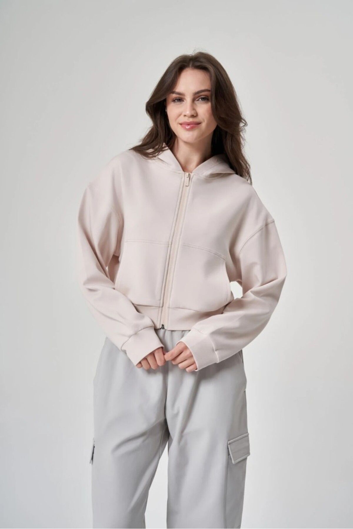 Exuma Kadın Fermuarlı Kum Rengi Sweatshirt 1529109-KUM