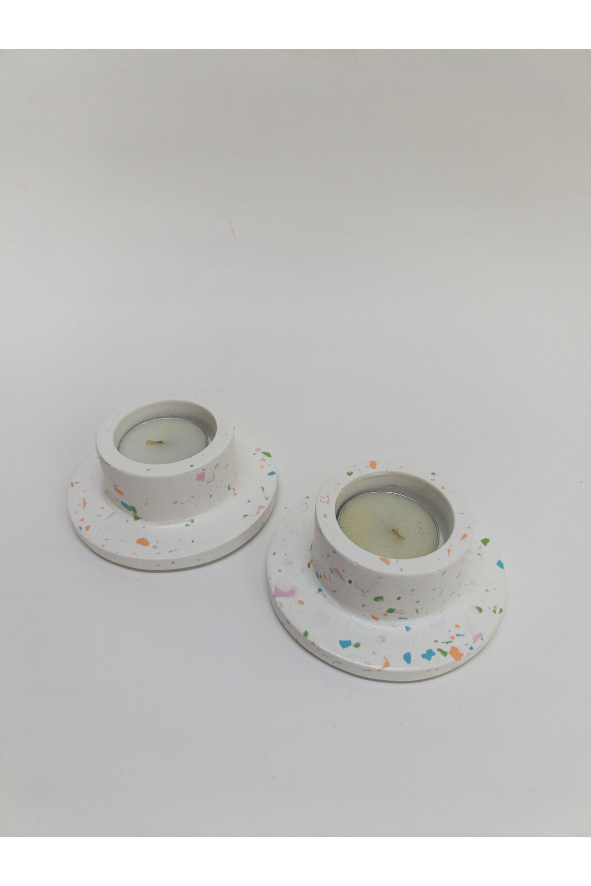ABAD.HANDMADE TERRAZZO 2'Lİ BETON TEALIGHT MUMLUK