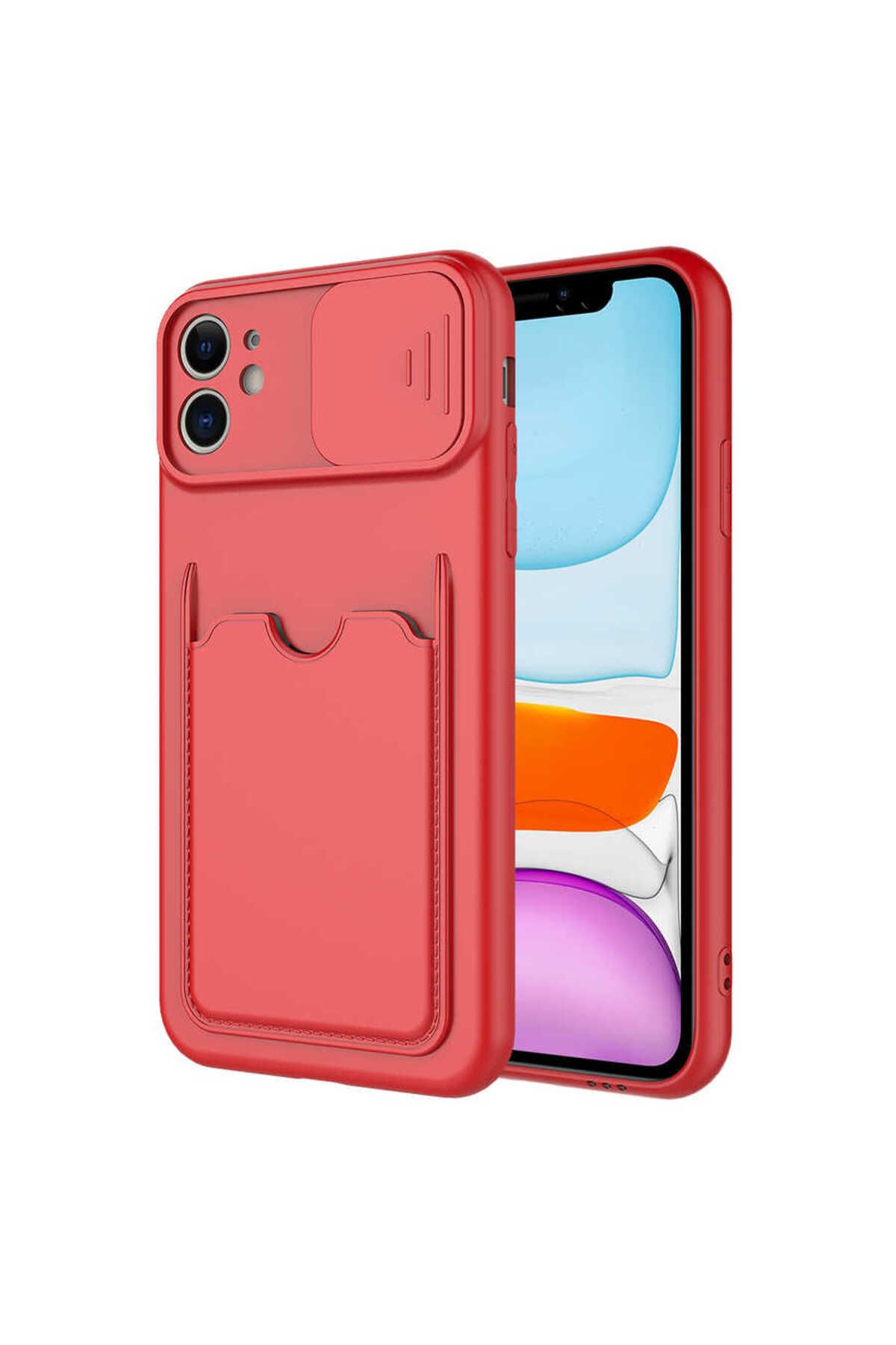 halkhouse Apple iPhone 11 Kılıf Renkli Kartlıklı Esnek Kırılmaz Sert Silikon Kartix Kapak