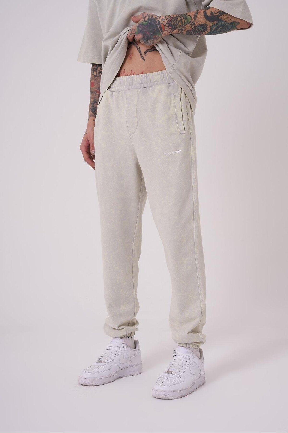 Machinist Erkek Relaxed Yıkamalı Soft Beige Spotted Eşofman Altı