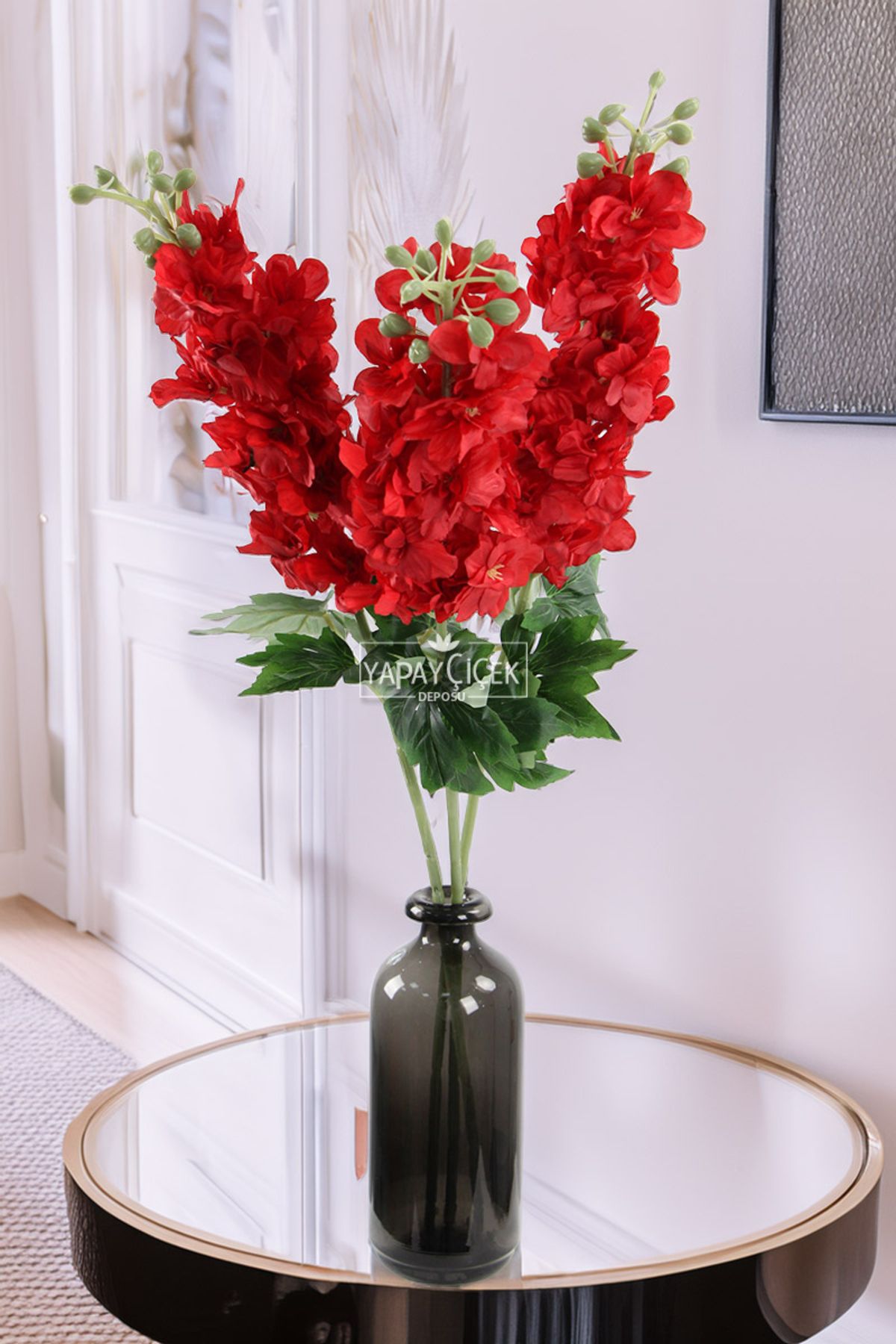 Yapay Çiçek Deposu Yapma Çiçek İri Dal Şebboy 87 cm Kırmızı
