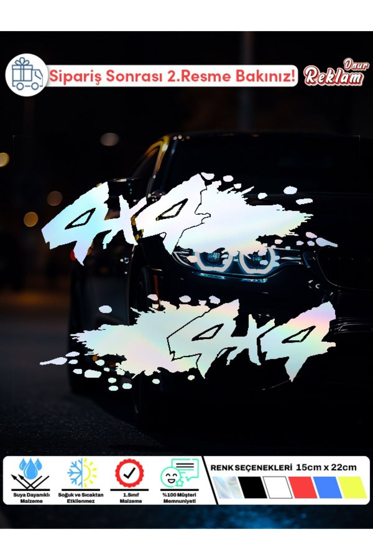 Onur Reklam 4x4 Çamur Efektli Araç Sticker – 2’li Set – 15x22 cm – Suya Dayanıklı