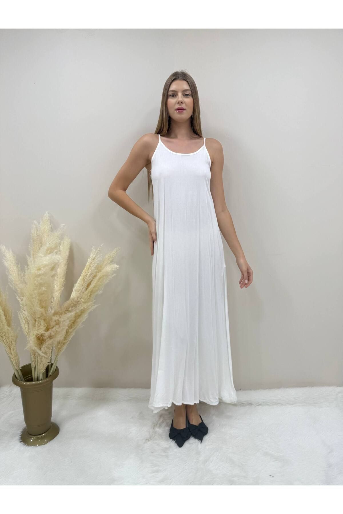 AsprinFashion ASKILI ELBİSE BEYAZ