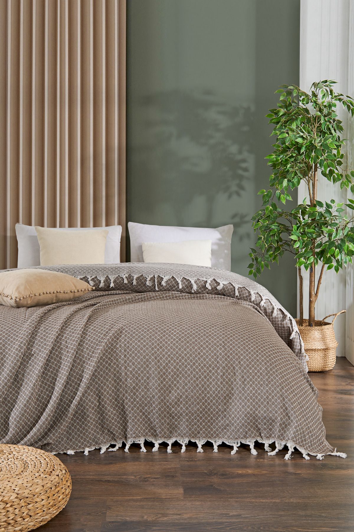 Casnack Umay Model Kahve Çift Kişilik Pike 200x230cm