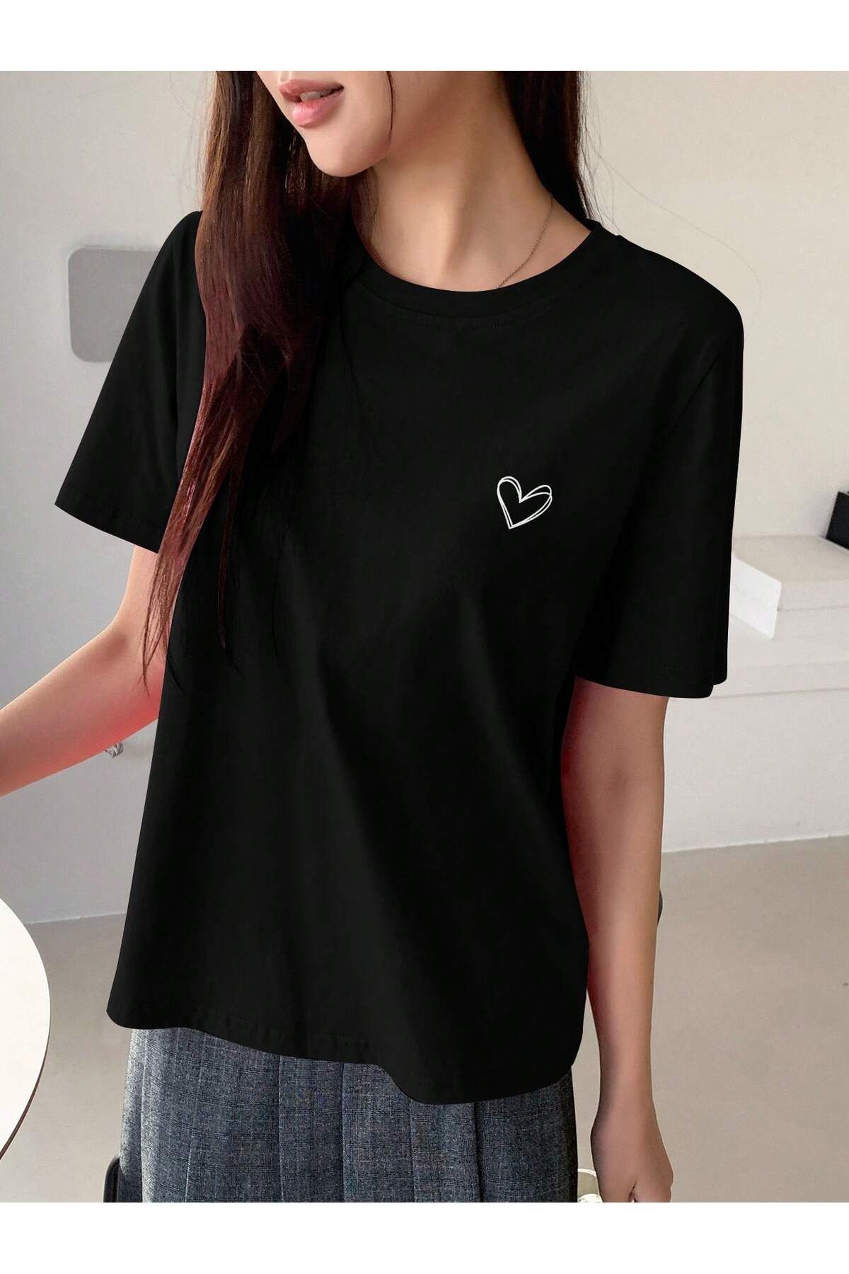 JANSO GROUP -KADIN PAMUKLU BASKLI penguin KISA KOLLU TSHIRT OVERSİZE BÜYÜK BEDEN