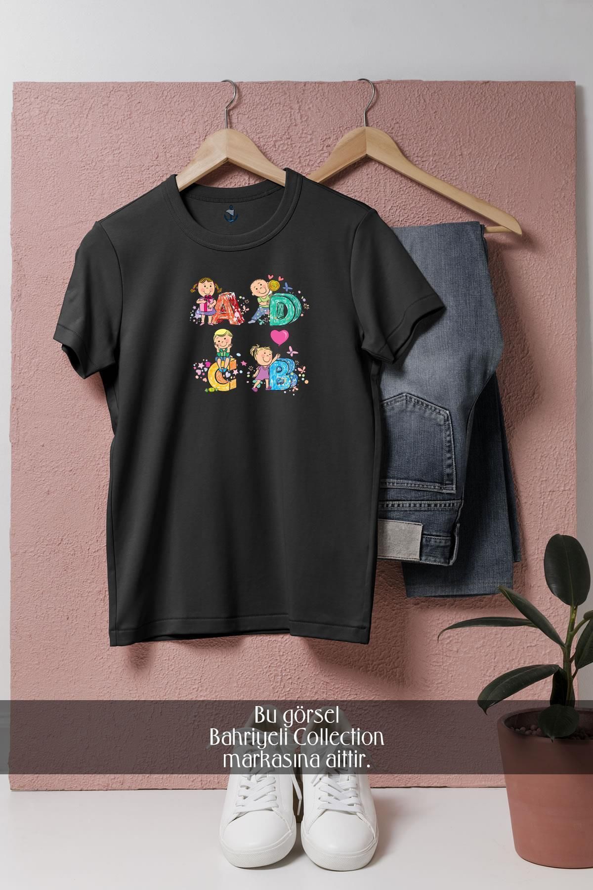 bahriyeli.jpeg Oversize Alfabe Ve Çocuklar Tasarımlı Unisex T-Shirt